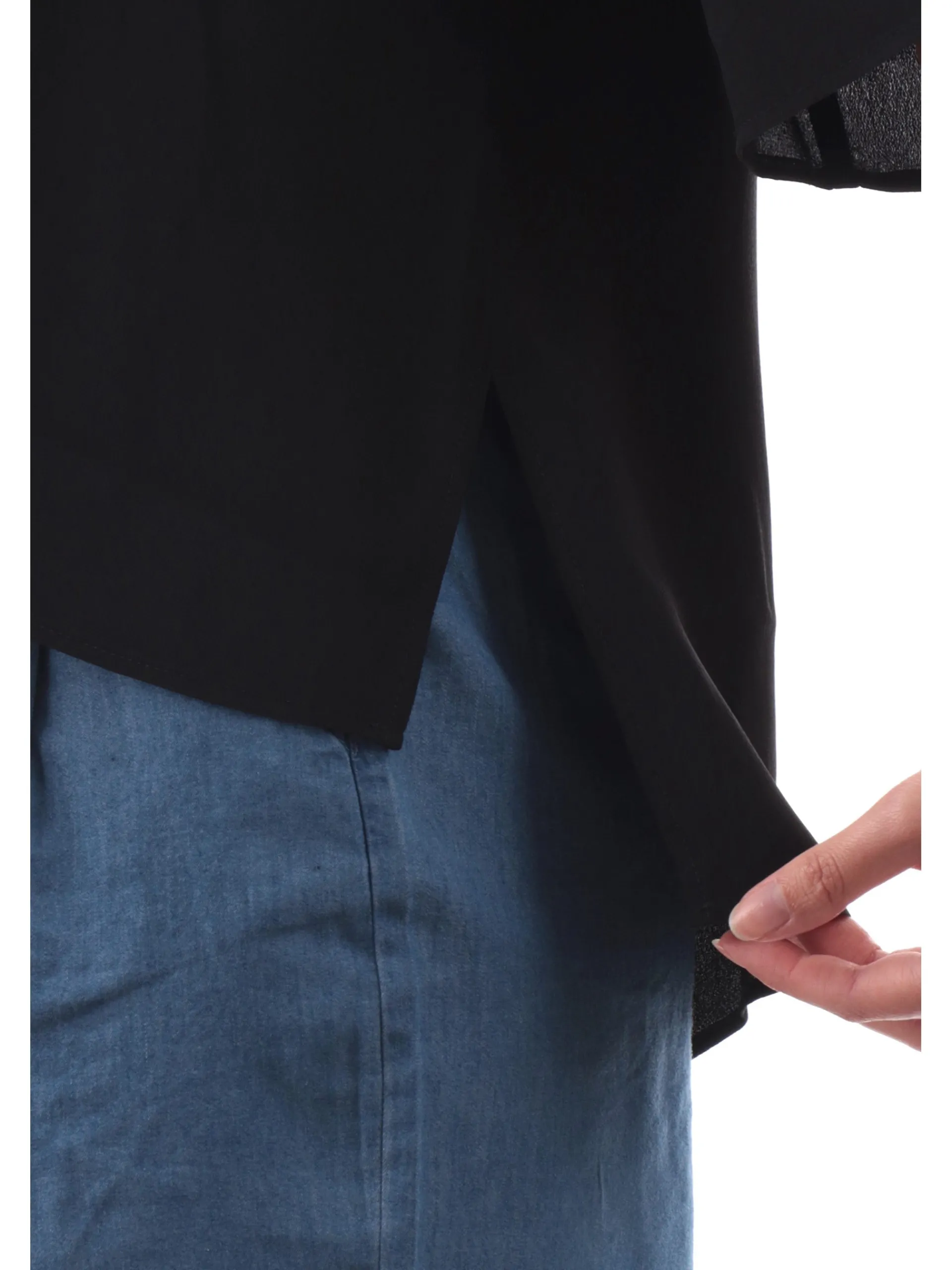 EMME MARELLA Top & Camicie*Camicia seta nera morbida da donna maniche tre quarti ATZECO