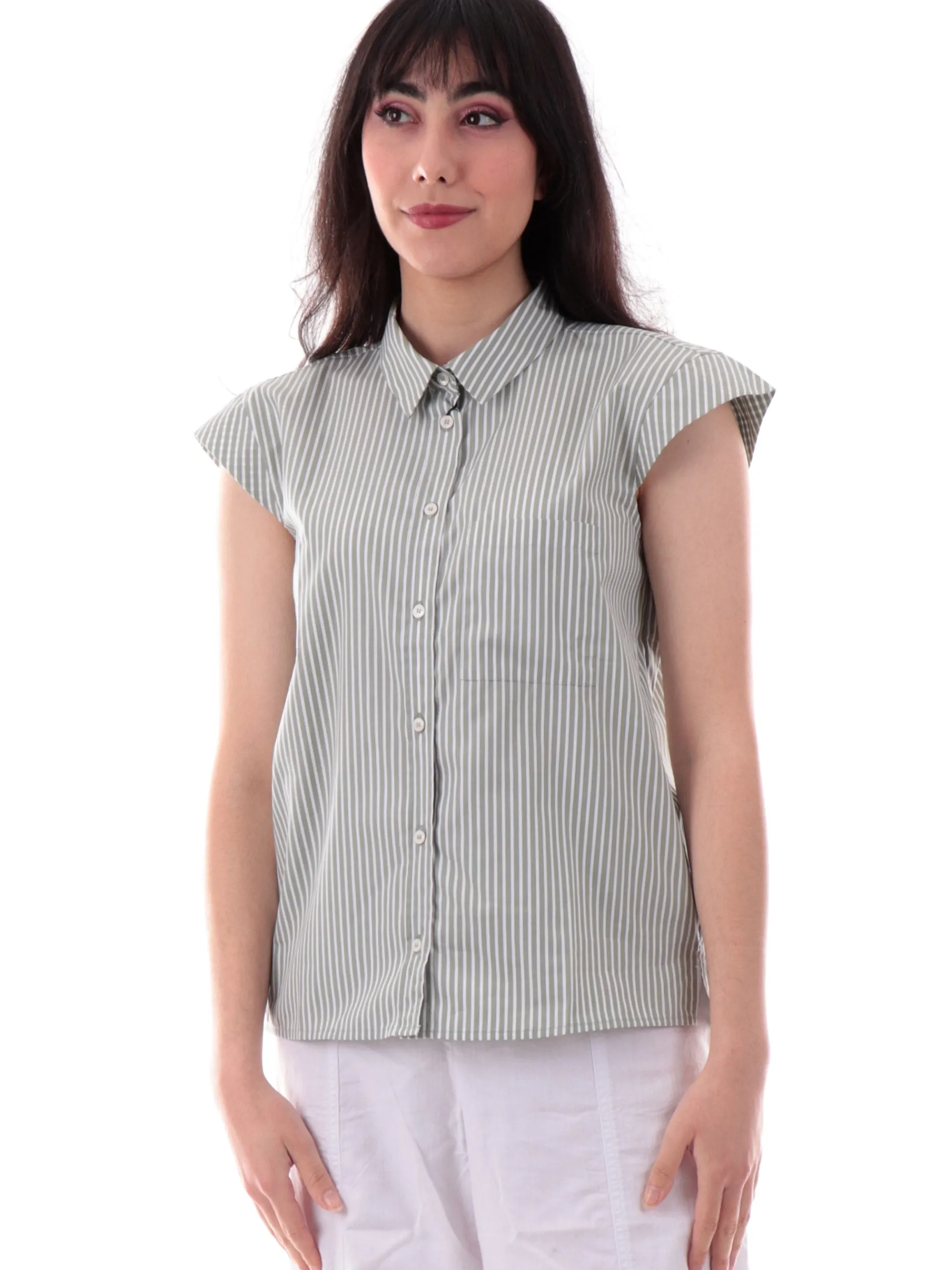 EMME MARELLA Top & Camicie*Camicia smanicata verde da donna con taschino SALMO