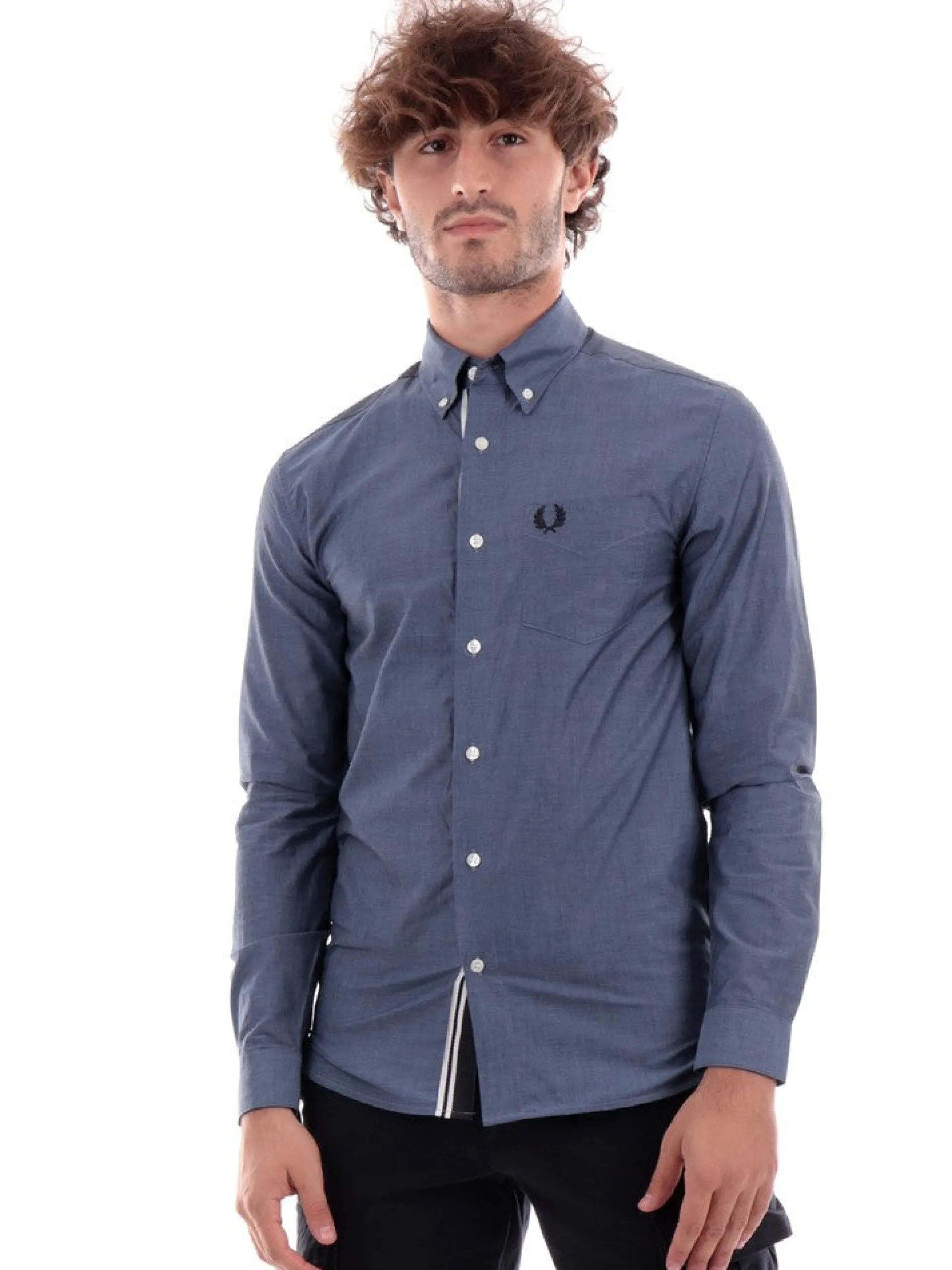 FRED PERRY Camicie*Camicia blu da uomo Button Down Collar M5650