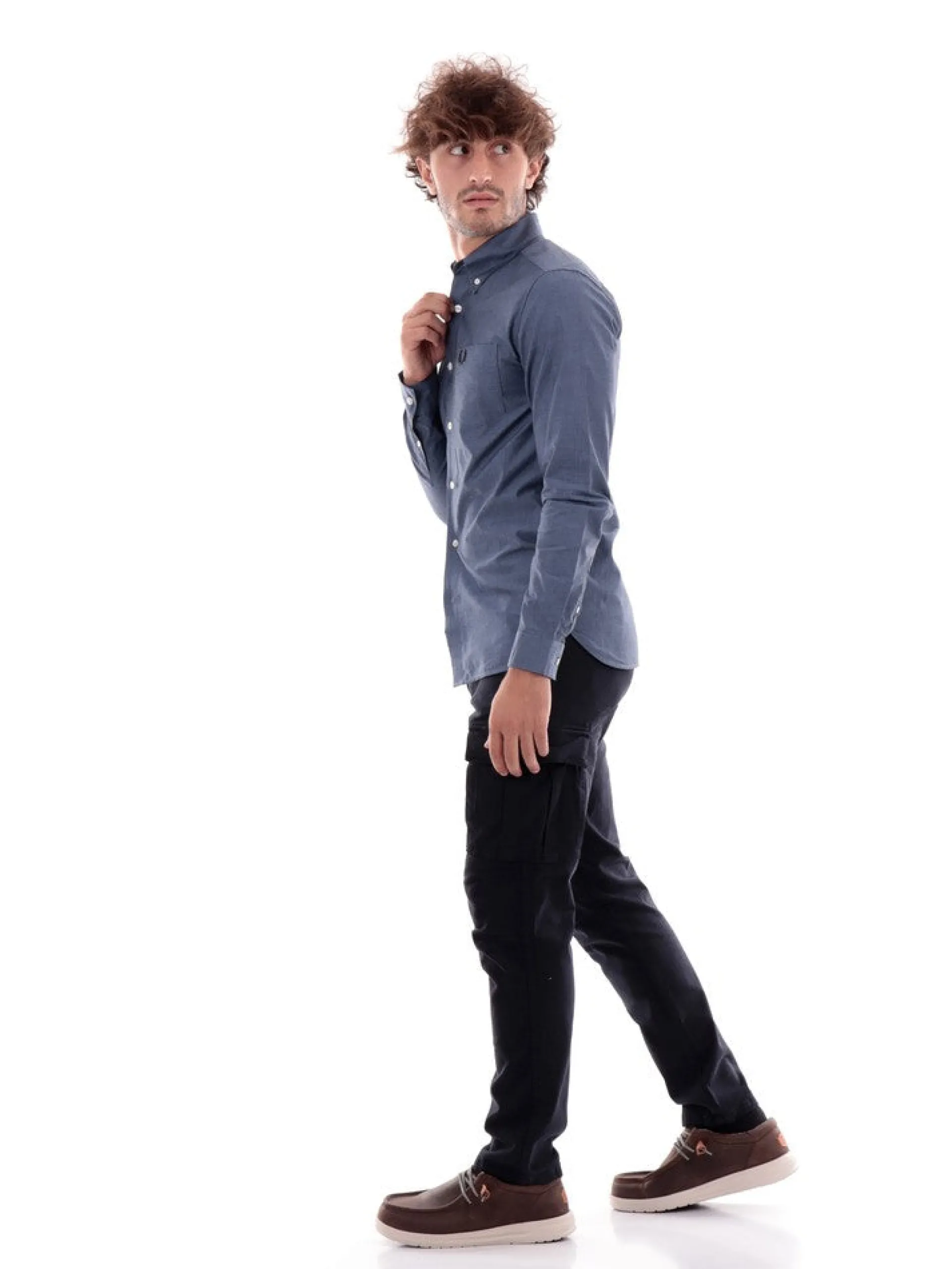 FRED PERRY Camicie*Camicia blu da uomo Button Down Collar M5650