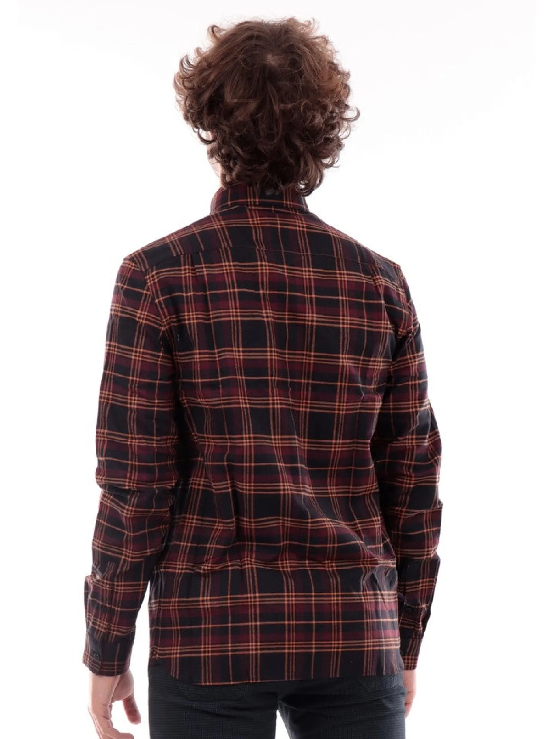 FRED PERRY Camicie*Camicia bordeuax a quadri da uomo Brushed Twill Tartan M4656