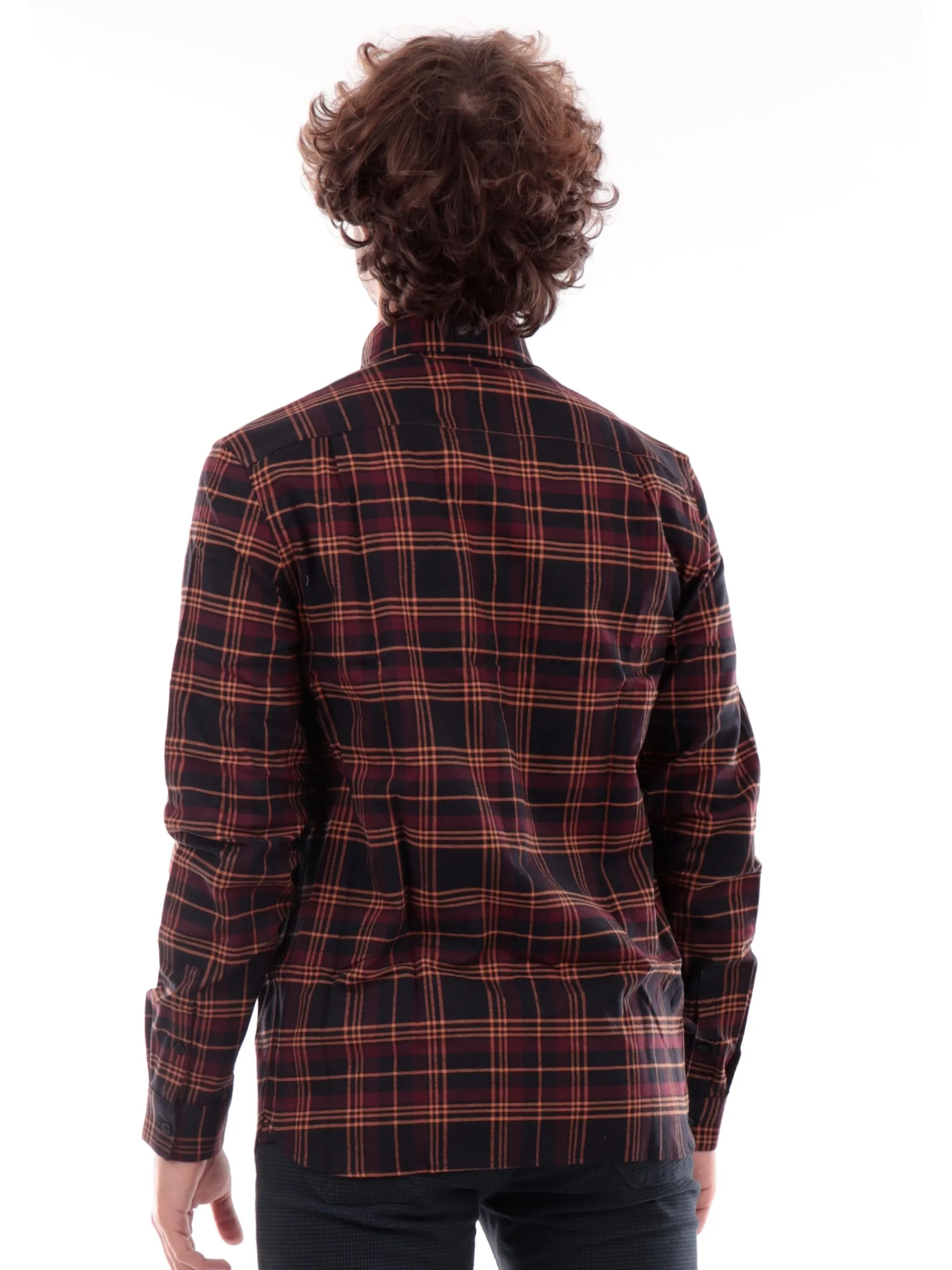 FRED PERRY Camicie*Camicia bordeuax a quadri da uomo Brushed Twill Tartan M4656