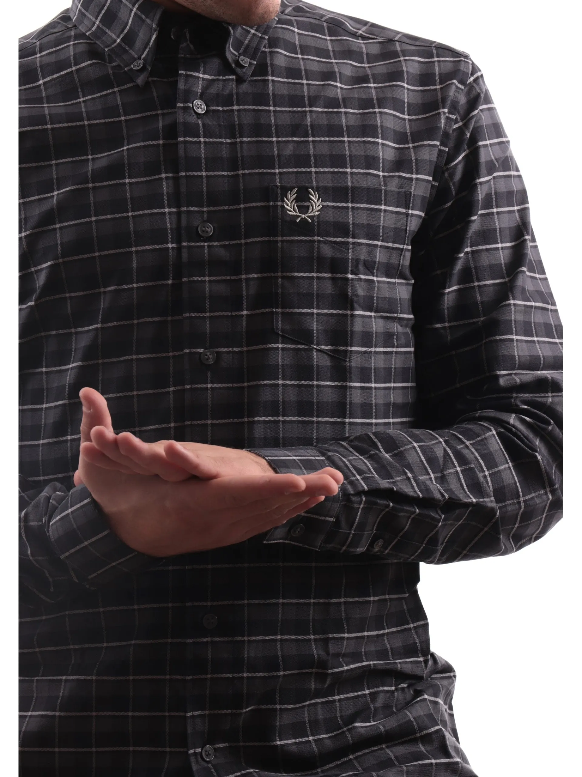 FRED PERRY Camicie*Camicia grigia a quadri da uomo Oxford Check M4657