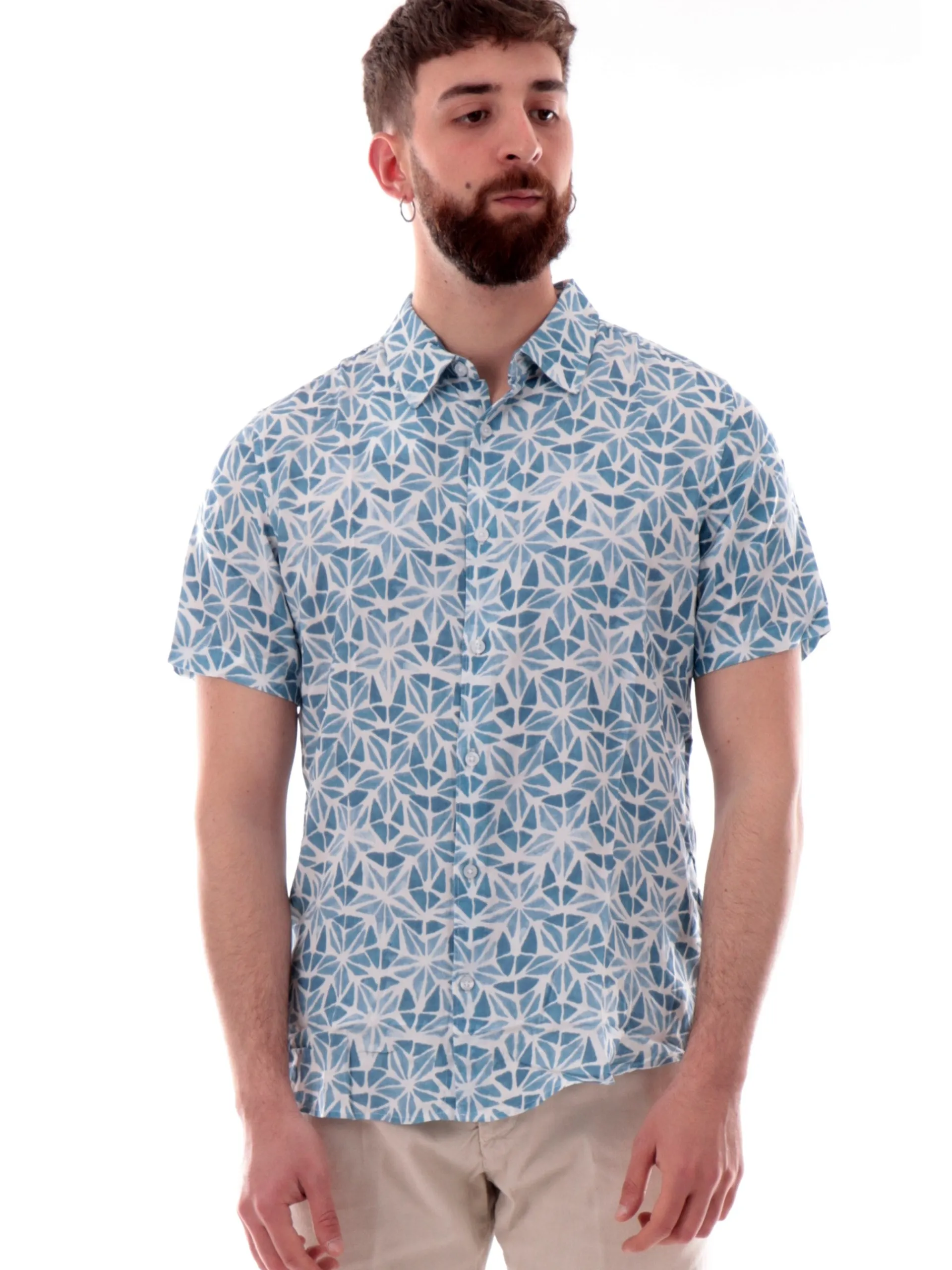 GUESS Camicie*Camicia Hawaiana blu da uomo maniche corte M5GH58WD4Z2