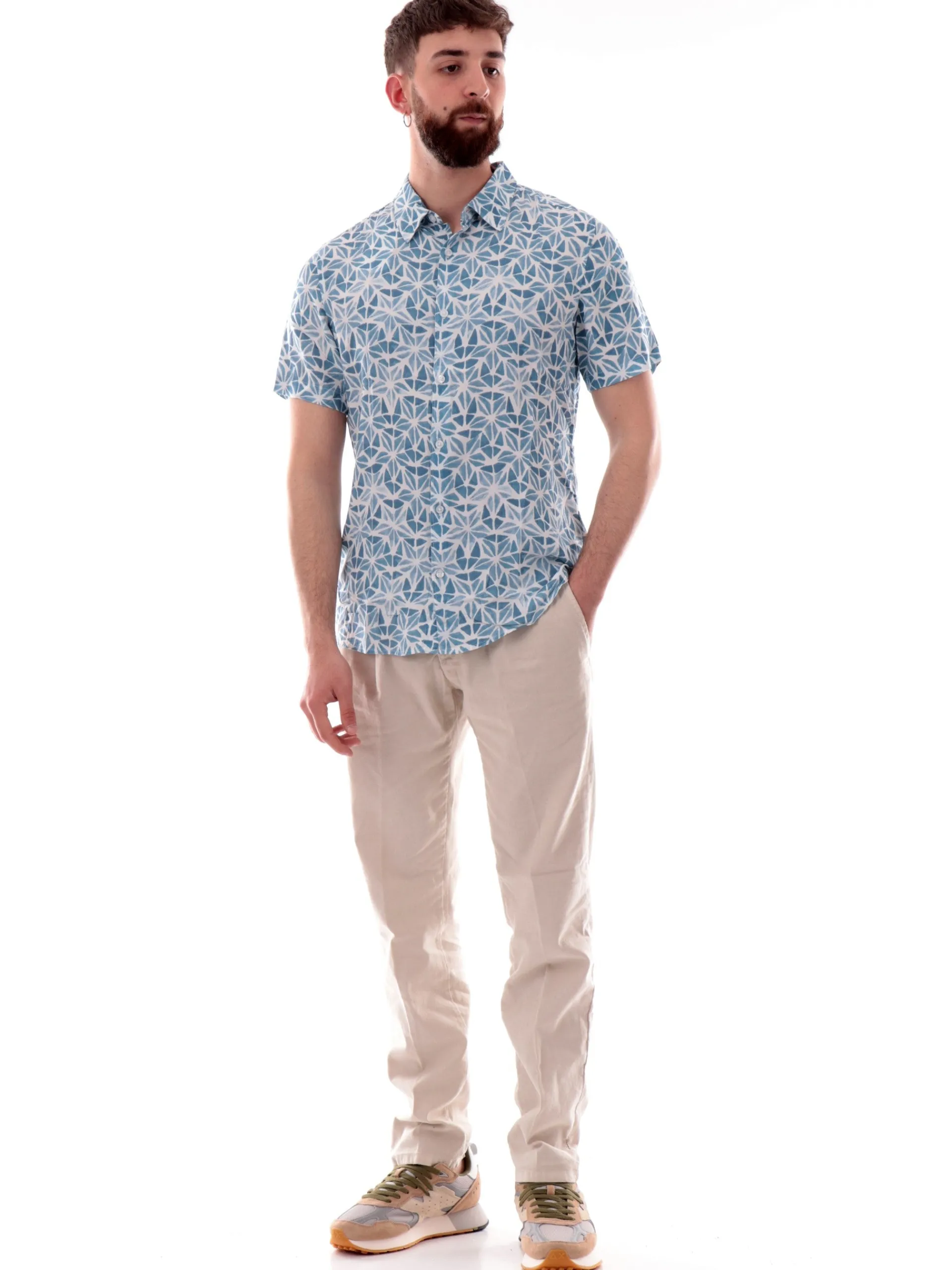 GUESS Camicie*Camicia Hawaiana blu da uomo maniche corte M5GH58WD4Z2