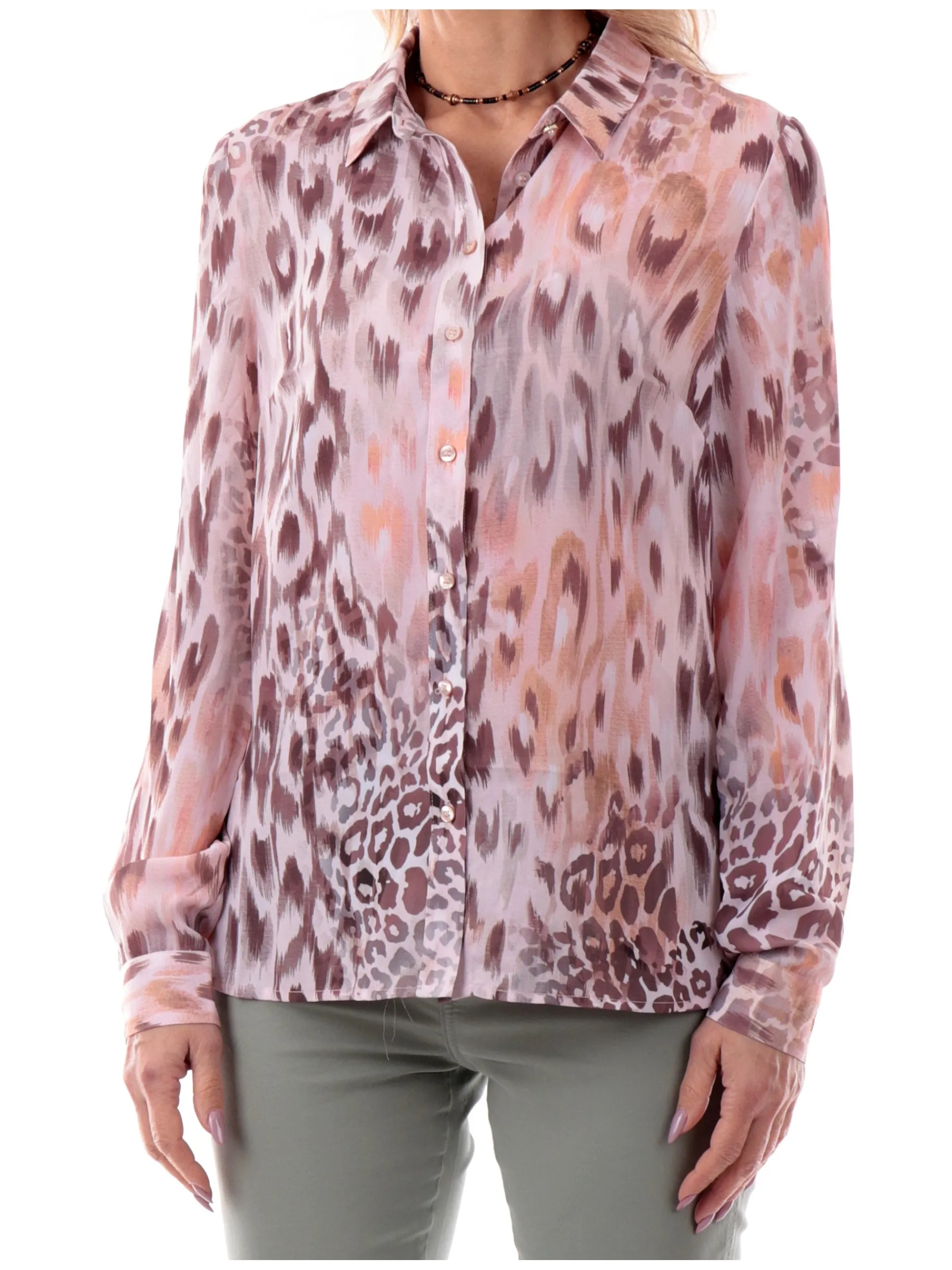 GUESS Top & Camicie*Camicia leopardata rosa da donna W4BH56WGLA2P1LB