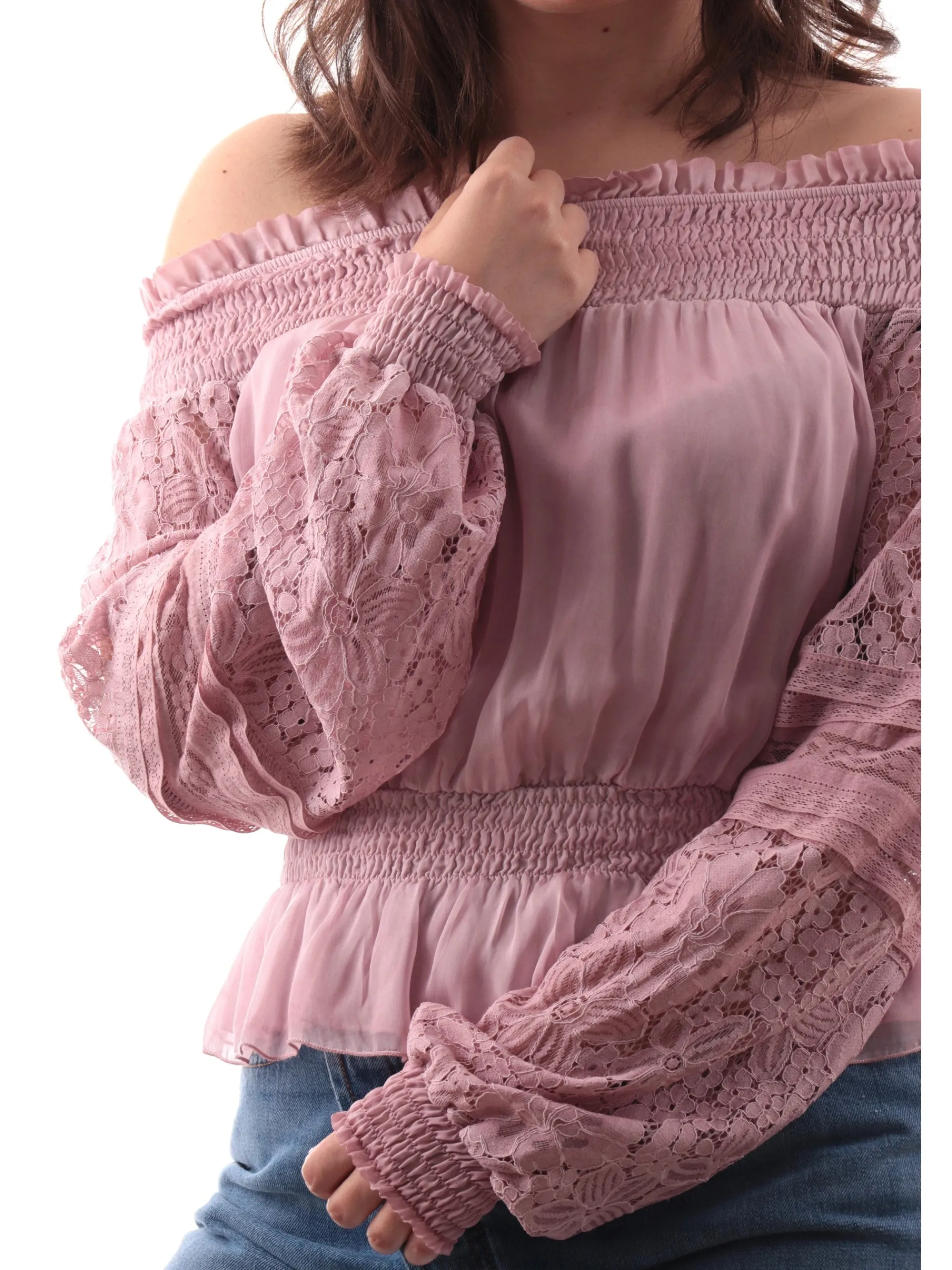 GUESS Maglie*Camicia rosa da donna con spalle scoperte Audrey W5GH0SWE550F45A