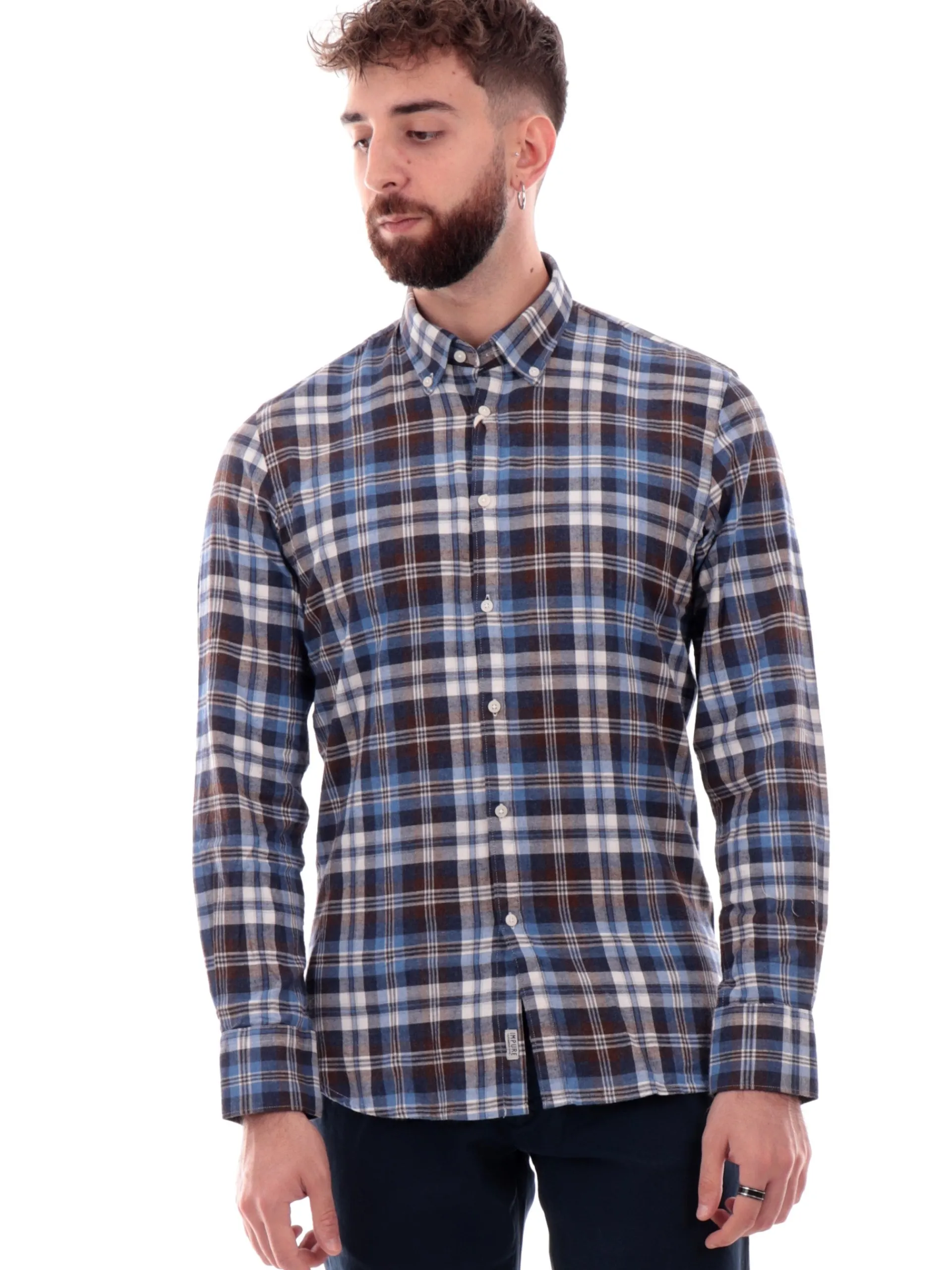 IMPURE Camicie*Camicia a quadri da uomo blu e marrone