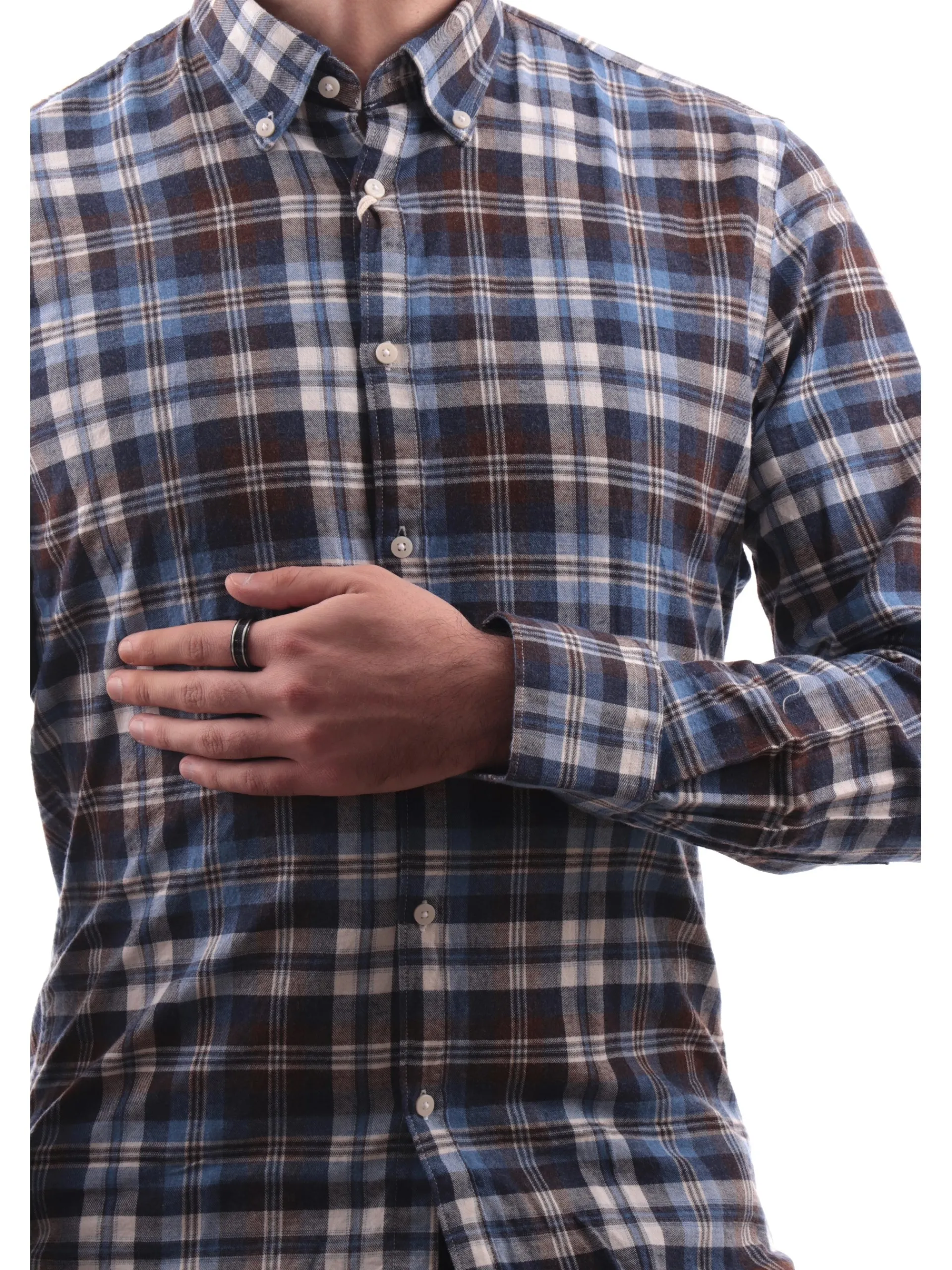 IMPURE Camicie*Camicia a quadri da uomo blu e marrone