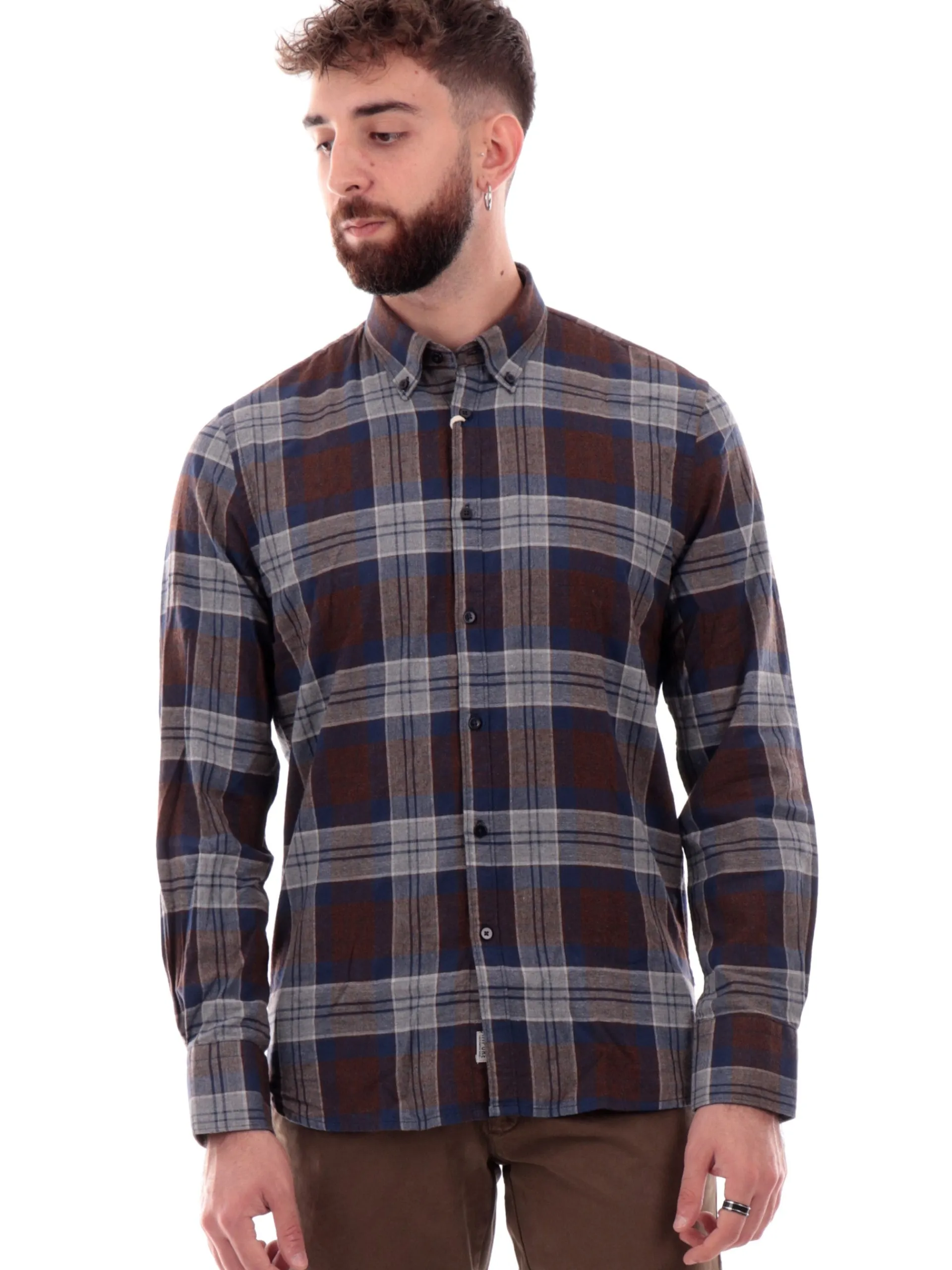 IMPURE Camicie*Camicia a quadri da uomo marrone e blu CONNOR806