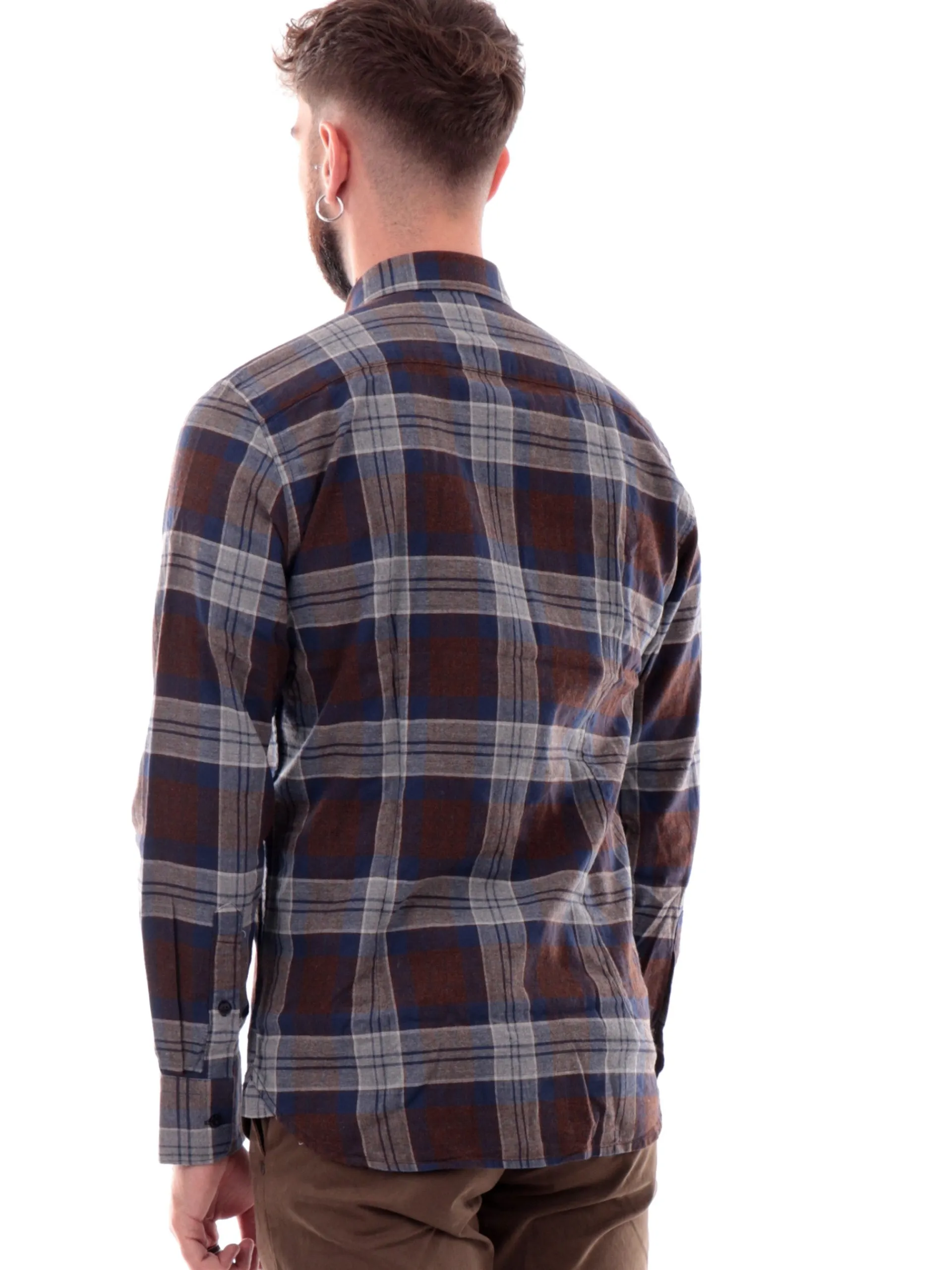 IMPURE Camicie*Camicia a quadri da uomo marrone e blu CONNOR806