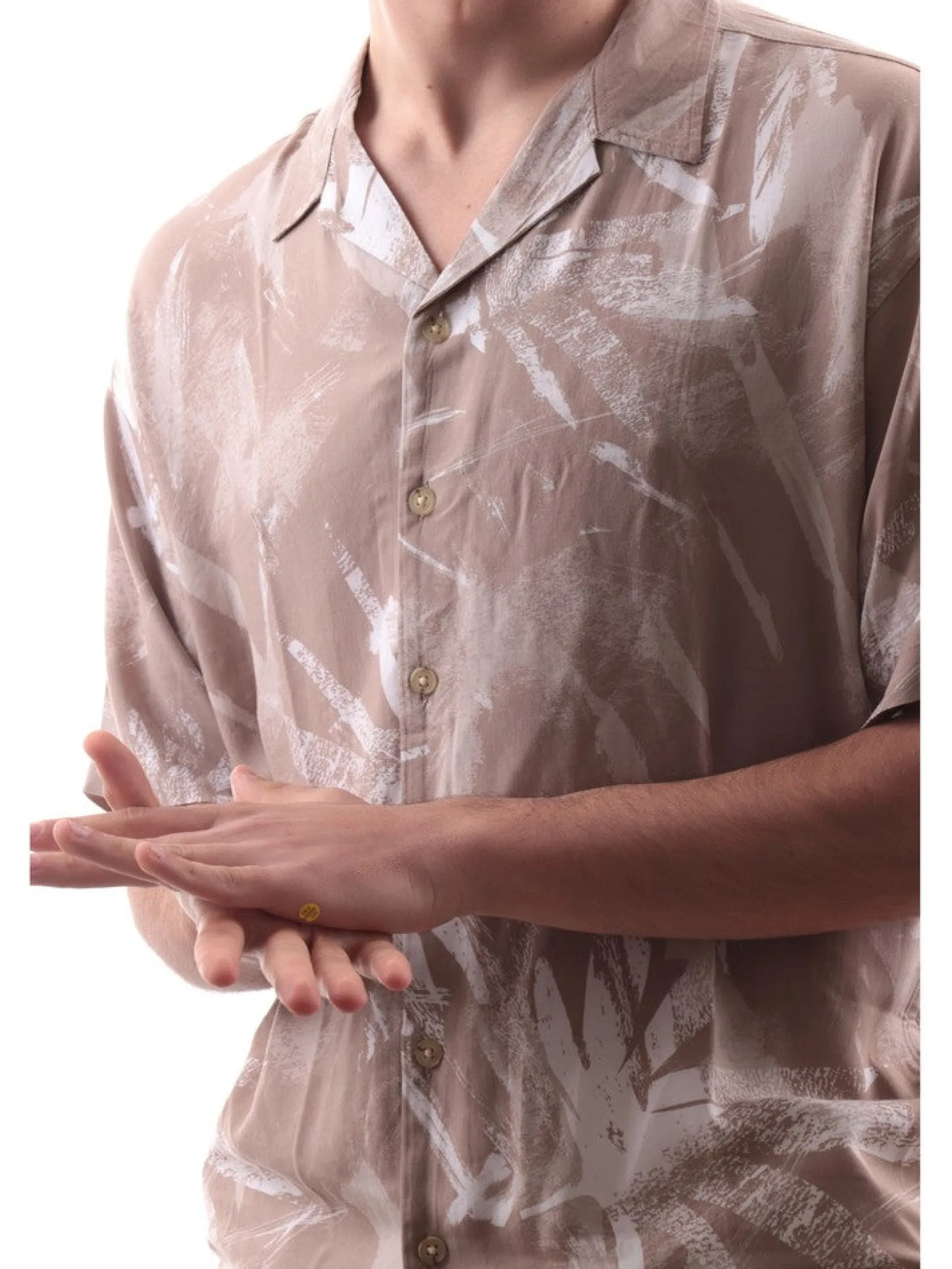 JACK&JONES Camicie*Camicia Jack and Jones beige da uomo, fantasia tropicale 12228022