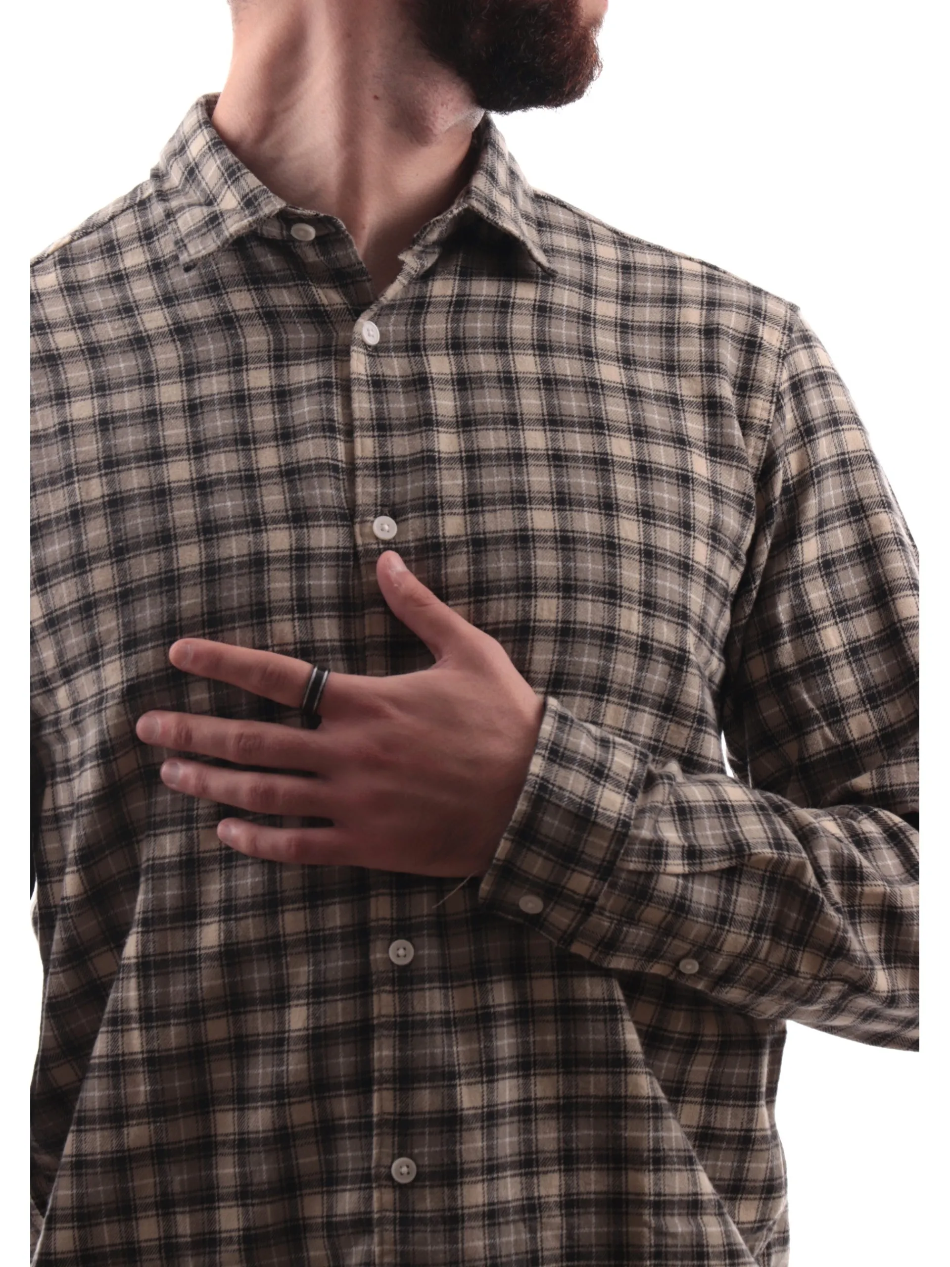 JACK&JONES Camicie*Camicia Jack Jones beige in flanella da uomo a quadri 12260776