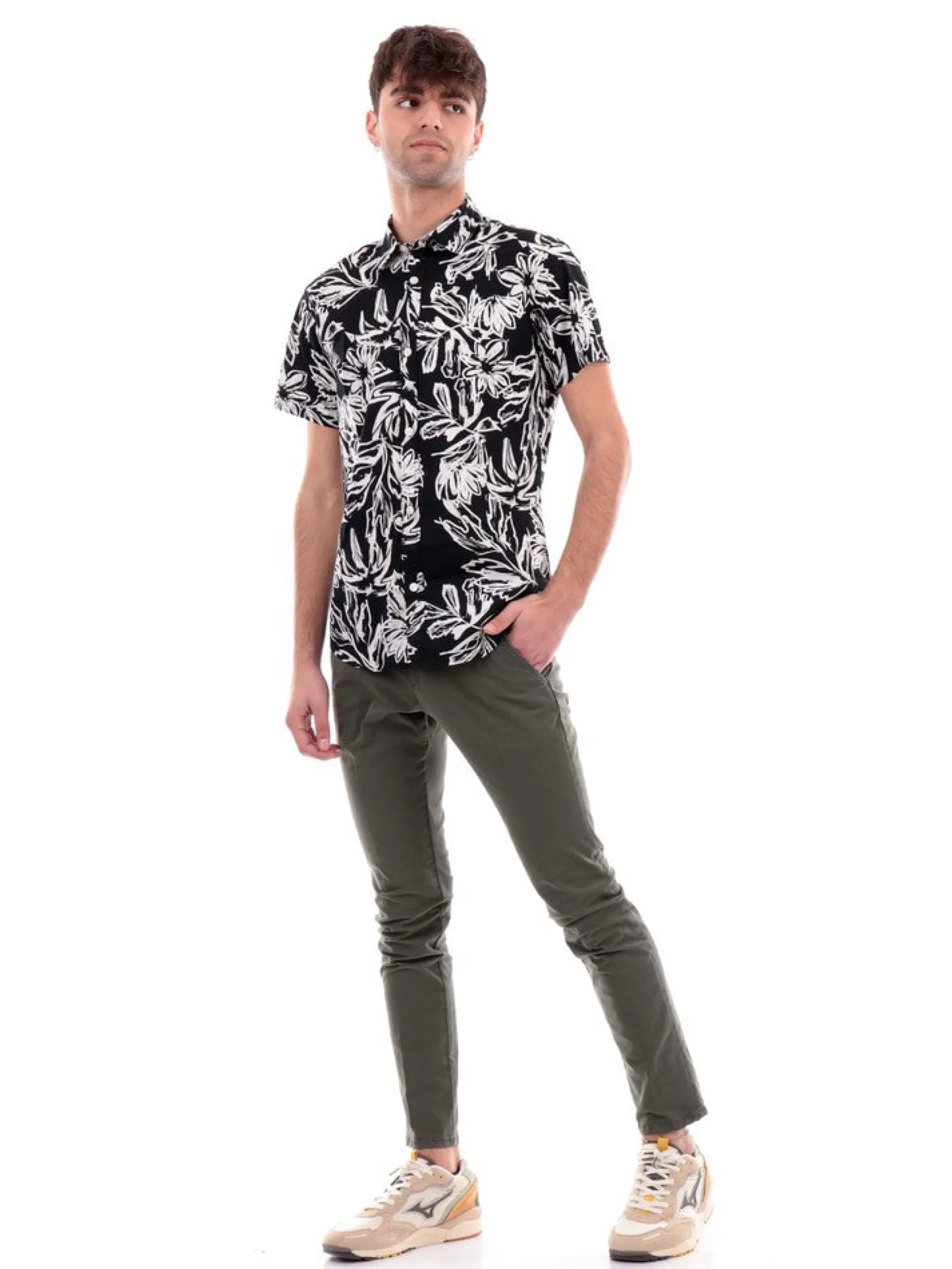 JACK&JONES Camicie*Camicia Jack Jones maniche corte a fantasia fiori 12251023