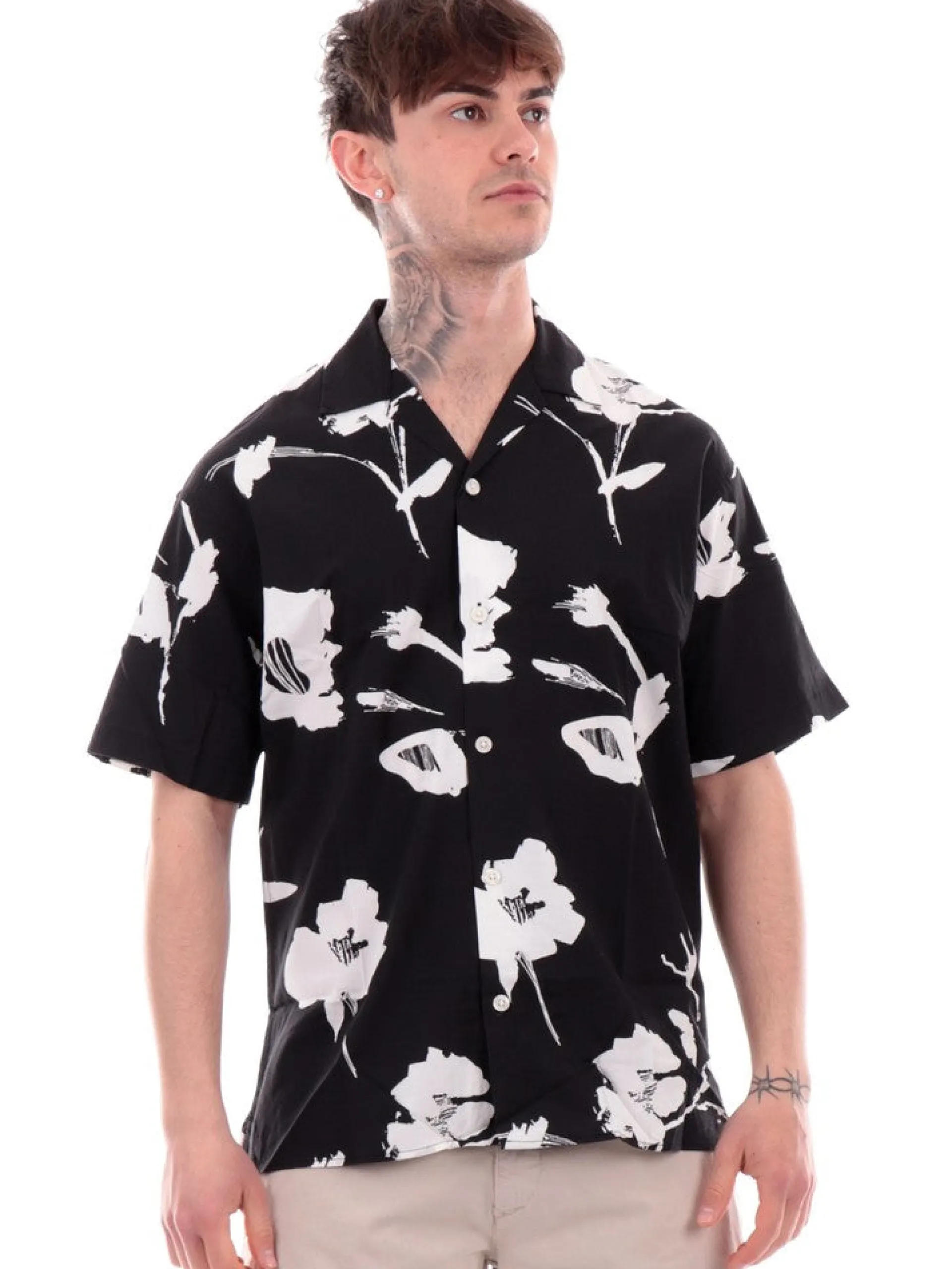 JACK&JONES Camicie*Camicia Jack Jones nera da uomo Palma Resort 12252948