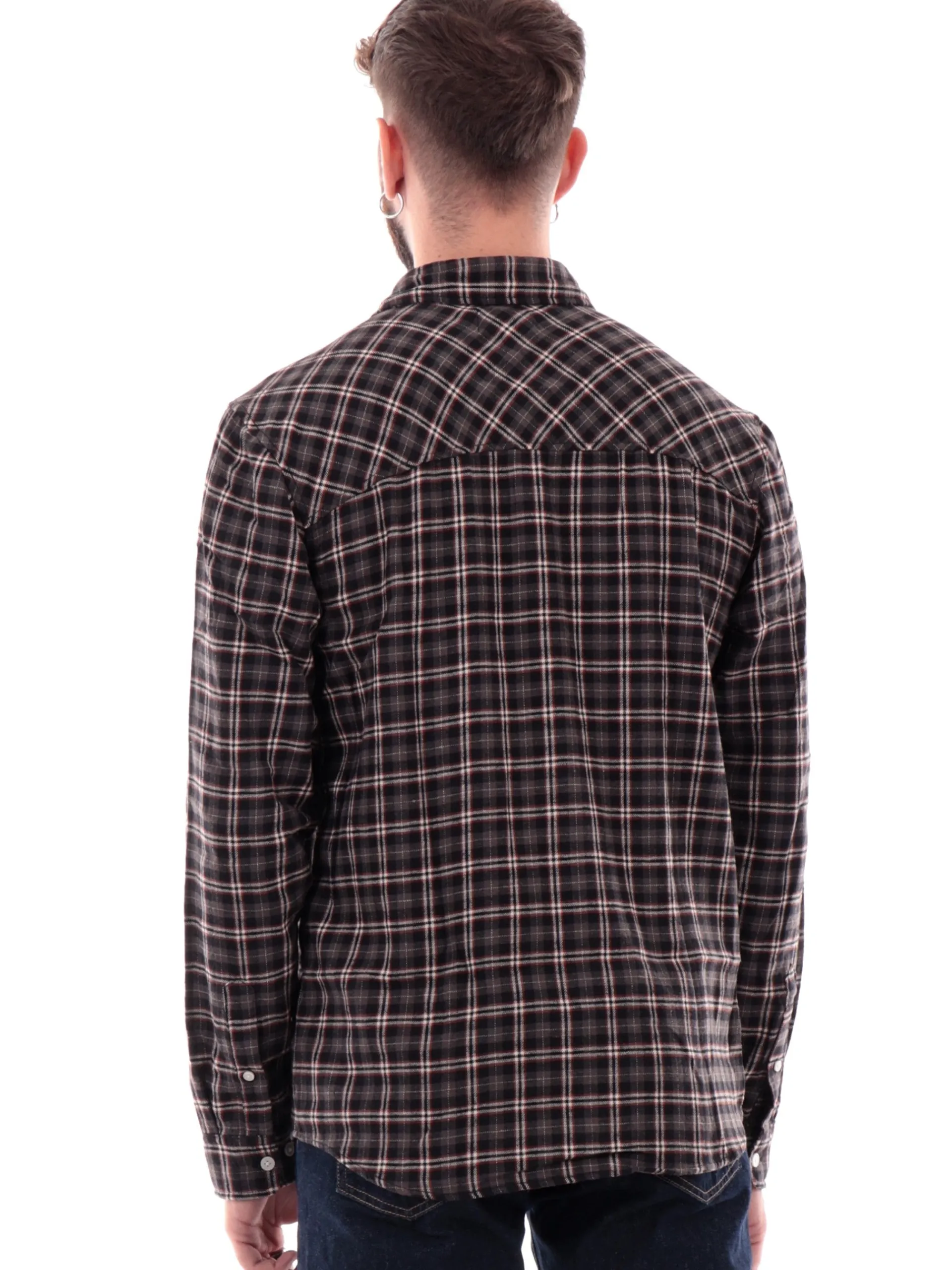 JACK&JONES Camicie*Camicia Jack Jones nera in flanella da uomo a quadri 12260776