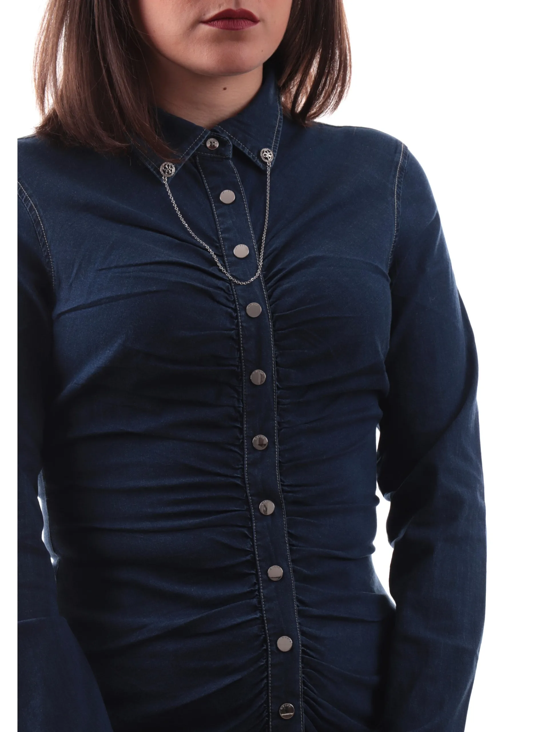 GUESS Top & Camicie*Camicia Jeans da donna arricciata con spilla gioiello catenina Alisha W5RH69D5HJ1