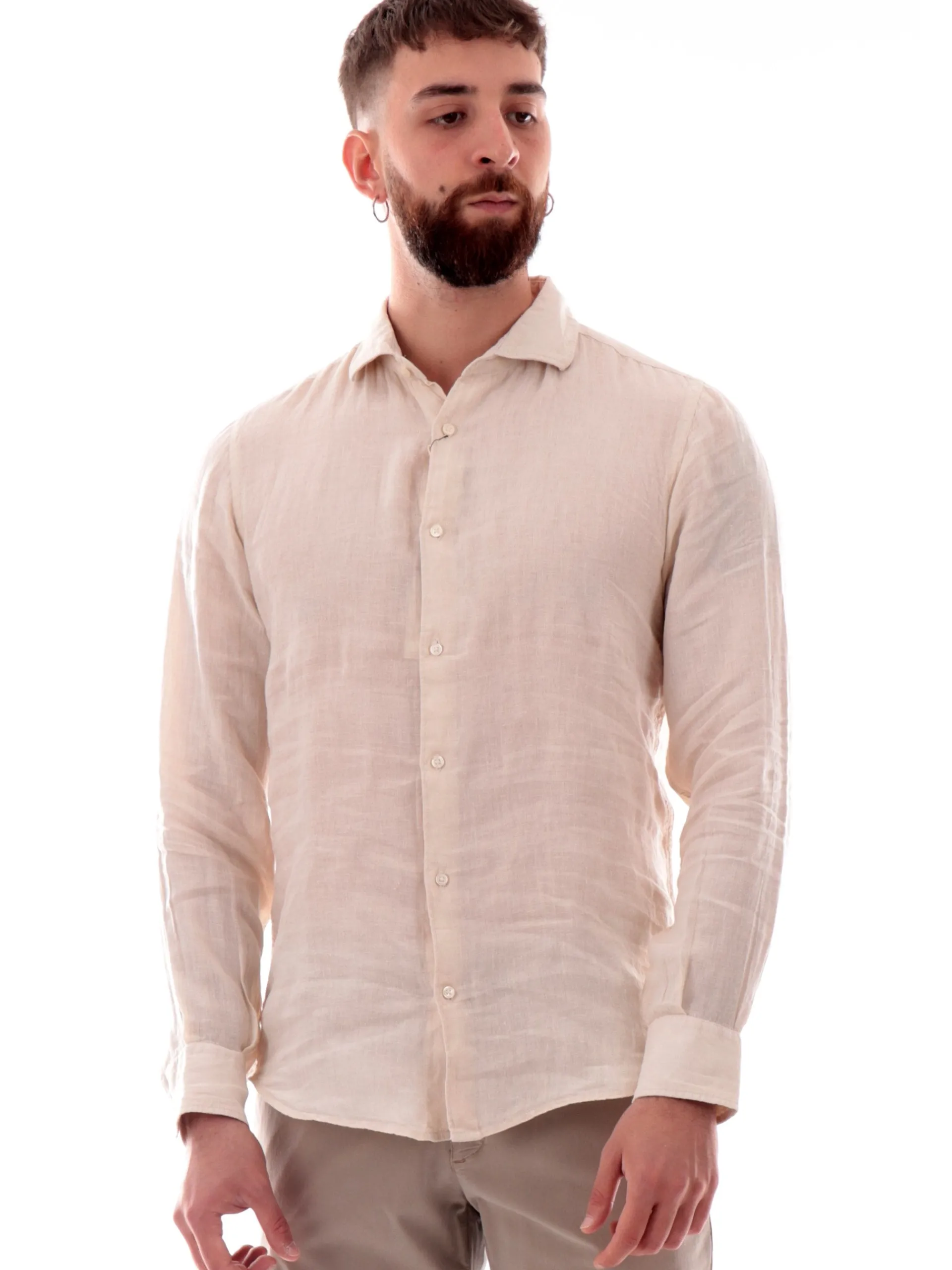 MANIFATTURA BORGHESE Camicie*Camicia Lino Borghese beige da uomo 5SCA0109LI101ME