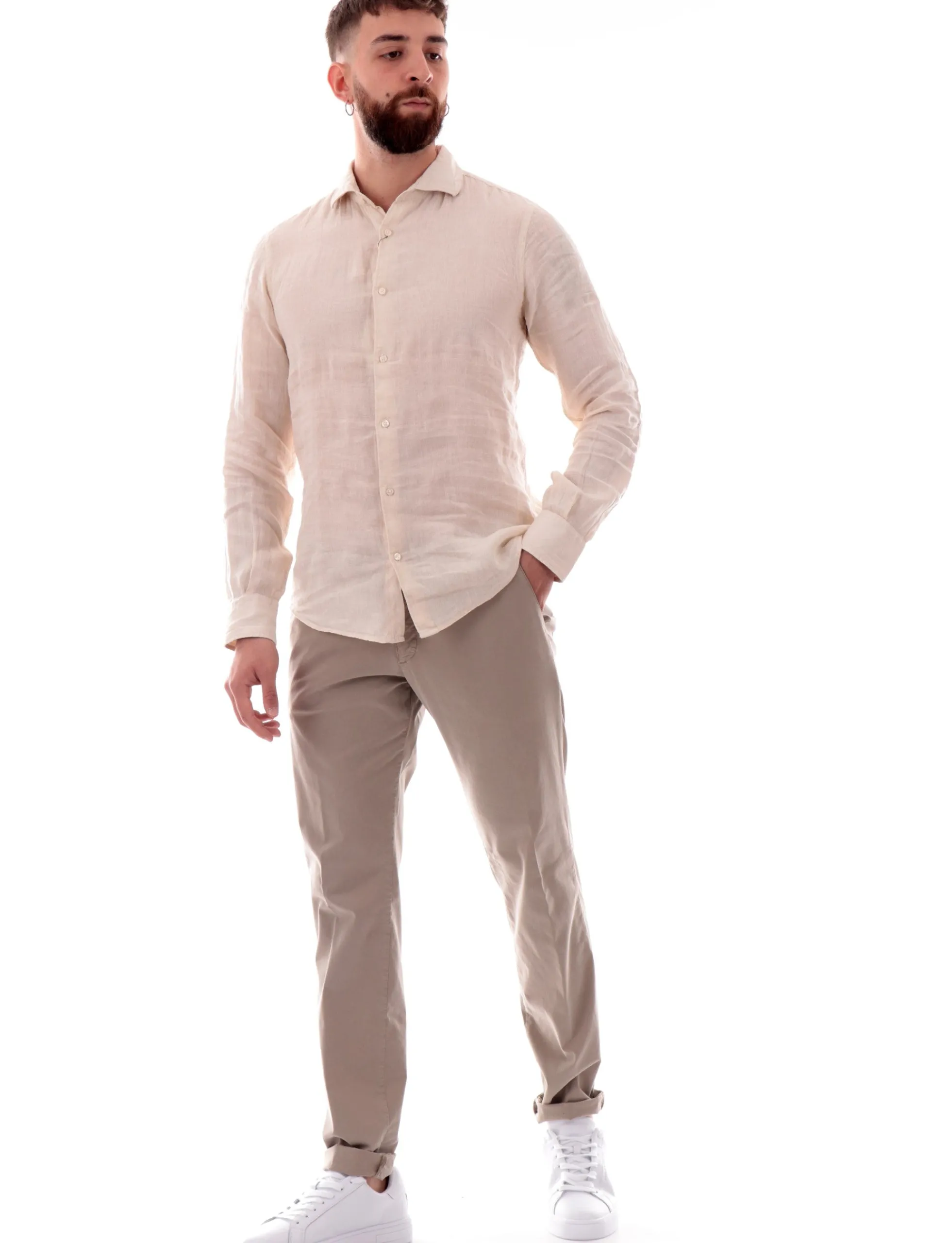 MANIFATTURA BORGHESE Camicie*Camicia Lino Borghese beige da uomo 5SCA0109LI101ME