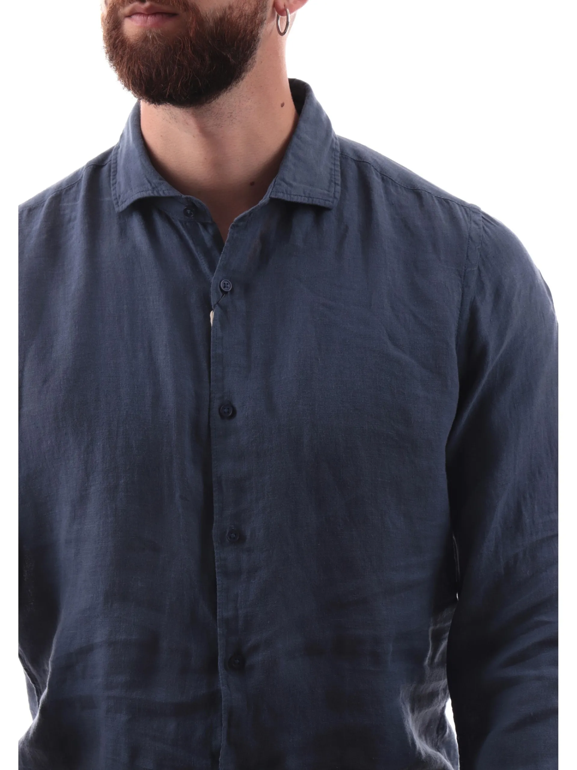 MANIFATTURA BORGHESE Camicie*Camicia Lino Borghese blu da uomo 5SCA0109LI101MD