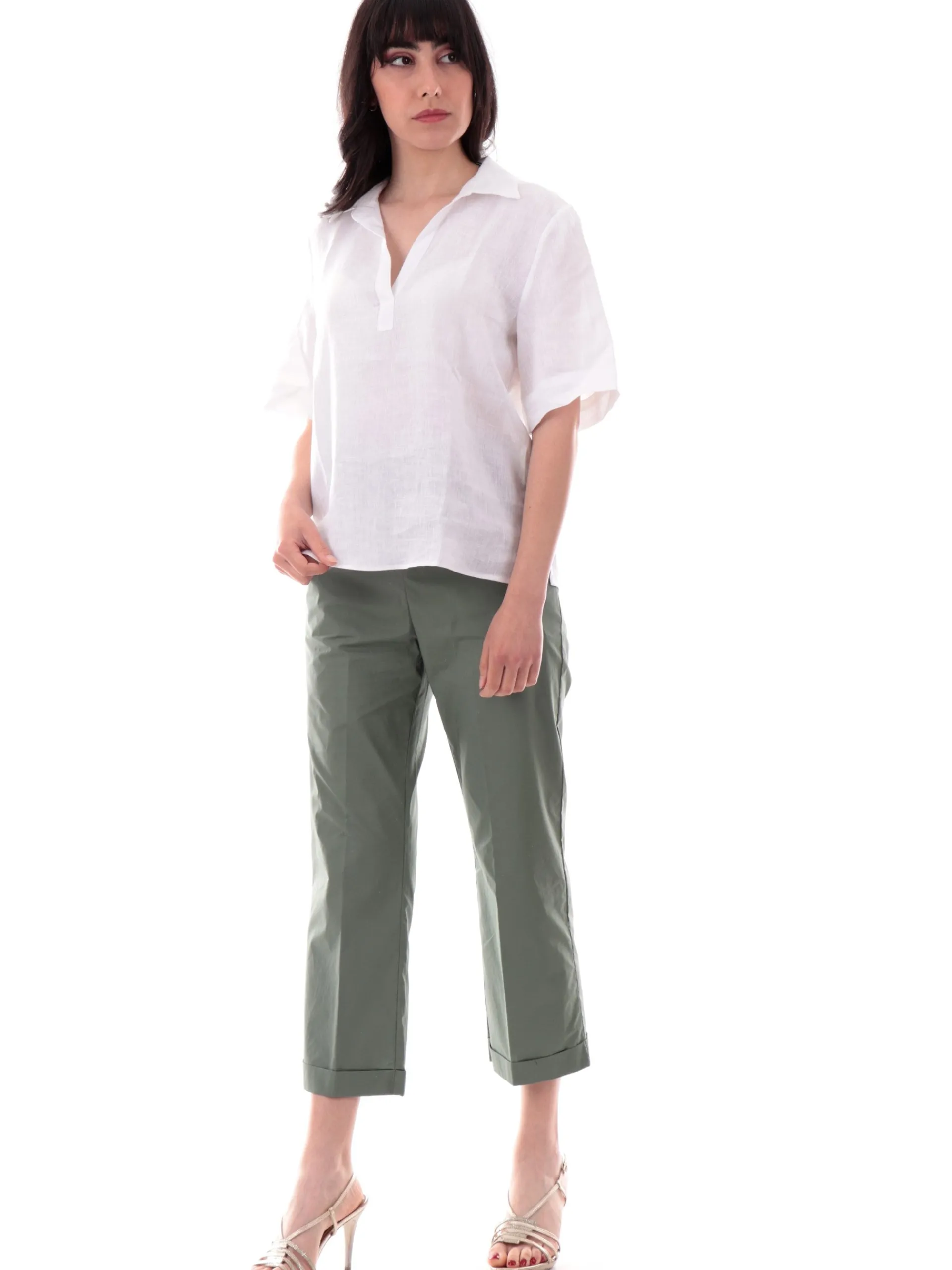 EMME MARELLA Top & Camicie*Camicia Lino Bianca da donna con colletto NAVE006