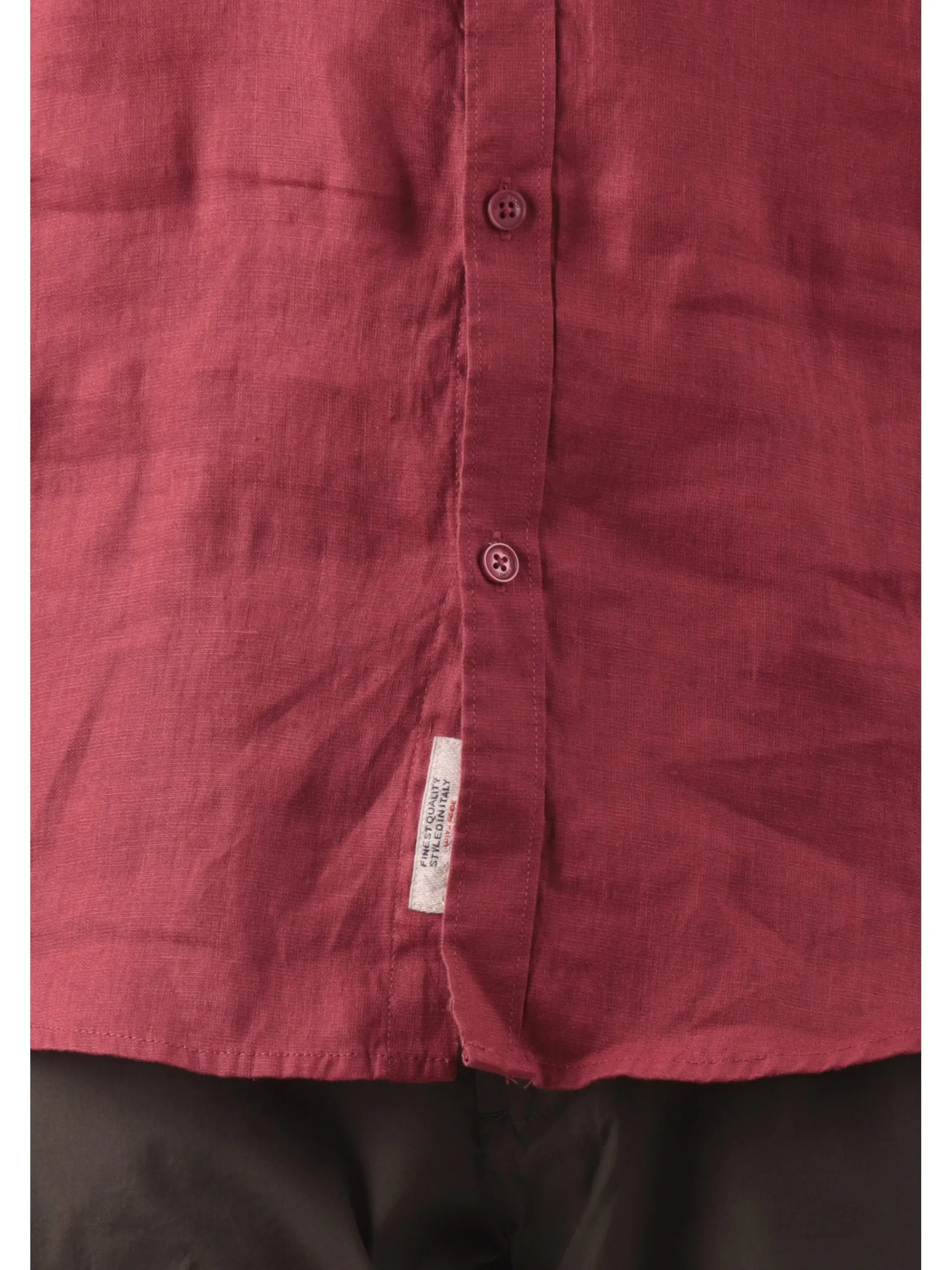 GIANNI LUPO Camicie*Camicia lino rossa da uomo colletto francese GL7610SS25