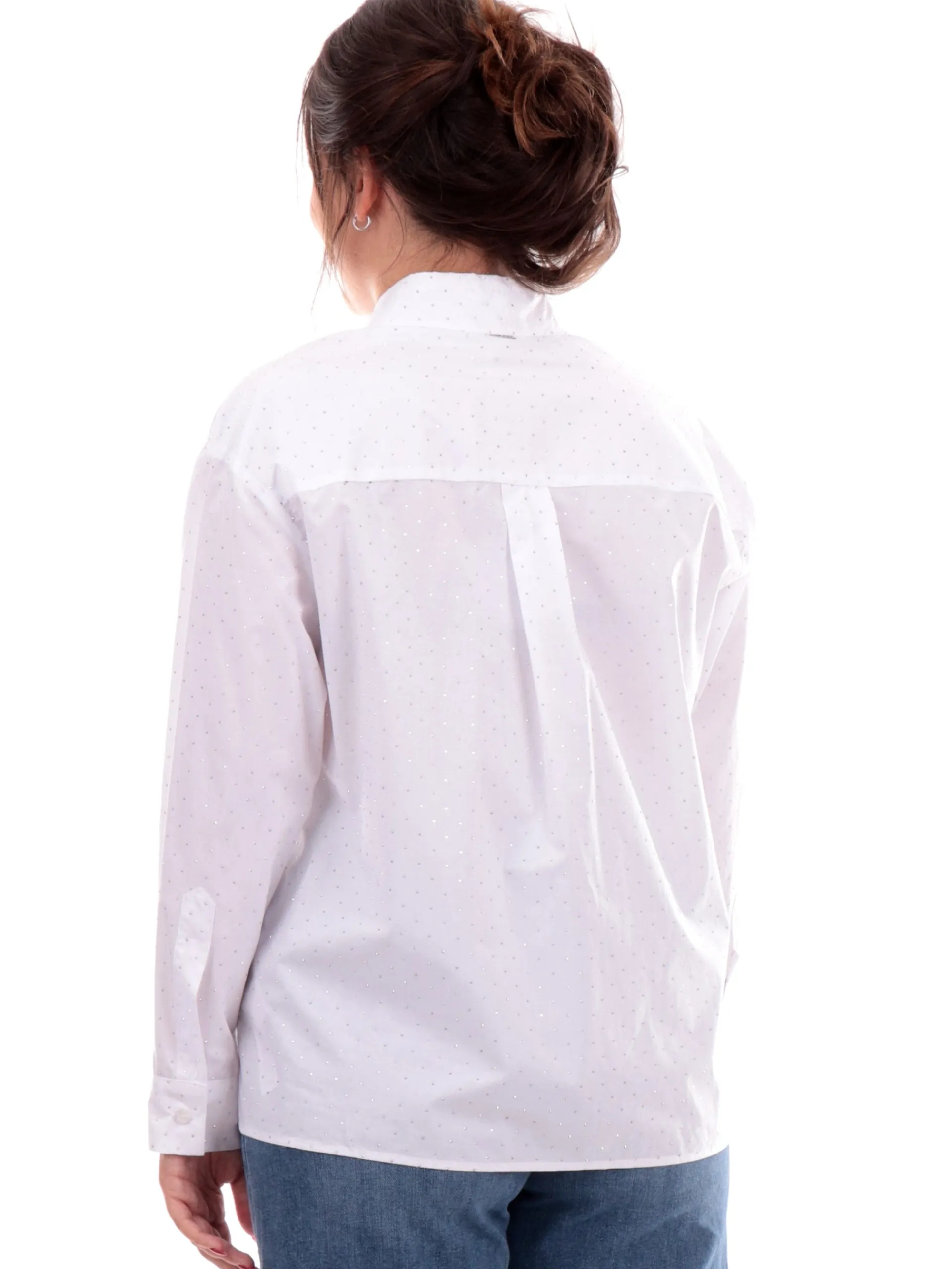 LIU JO MILANO Top & Camicie*Camicia Liu Jo Bianca da donna strass argentati Over WF4199T3904M