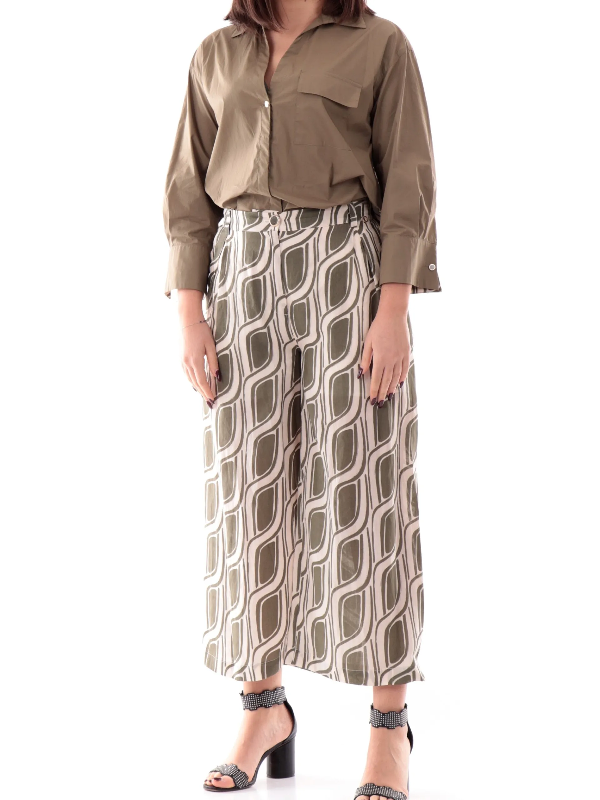 LIU JO MILANO Top & Camicie*Camicia Liu Jo verde militare da donna doppio tessuto raso e cotone WA5203T4853M953