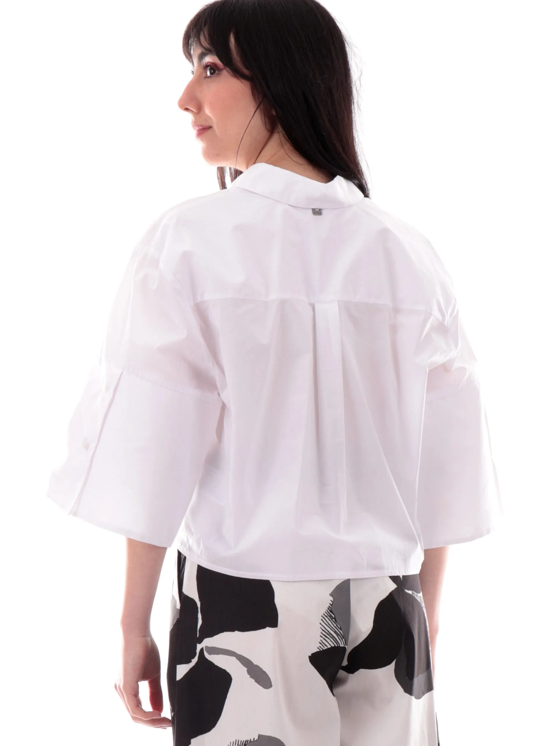 MANILA GRACE Top & Camicie*Camicia bianca da donna over crop C062CUMA
