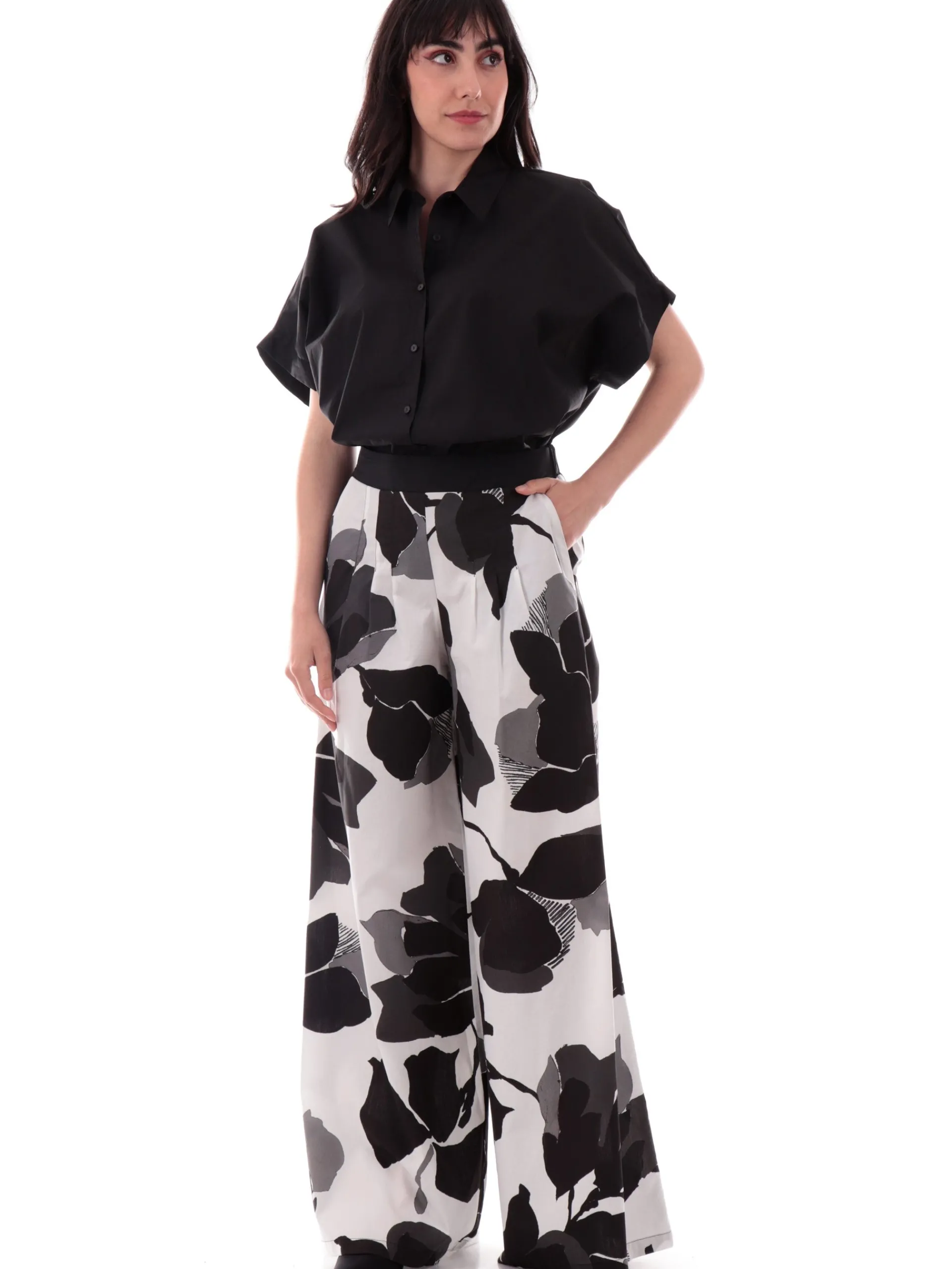 MANILA GRACE Top & Camicie*Camicia nera da donna over C067CUMA001