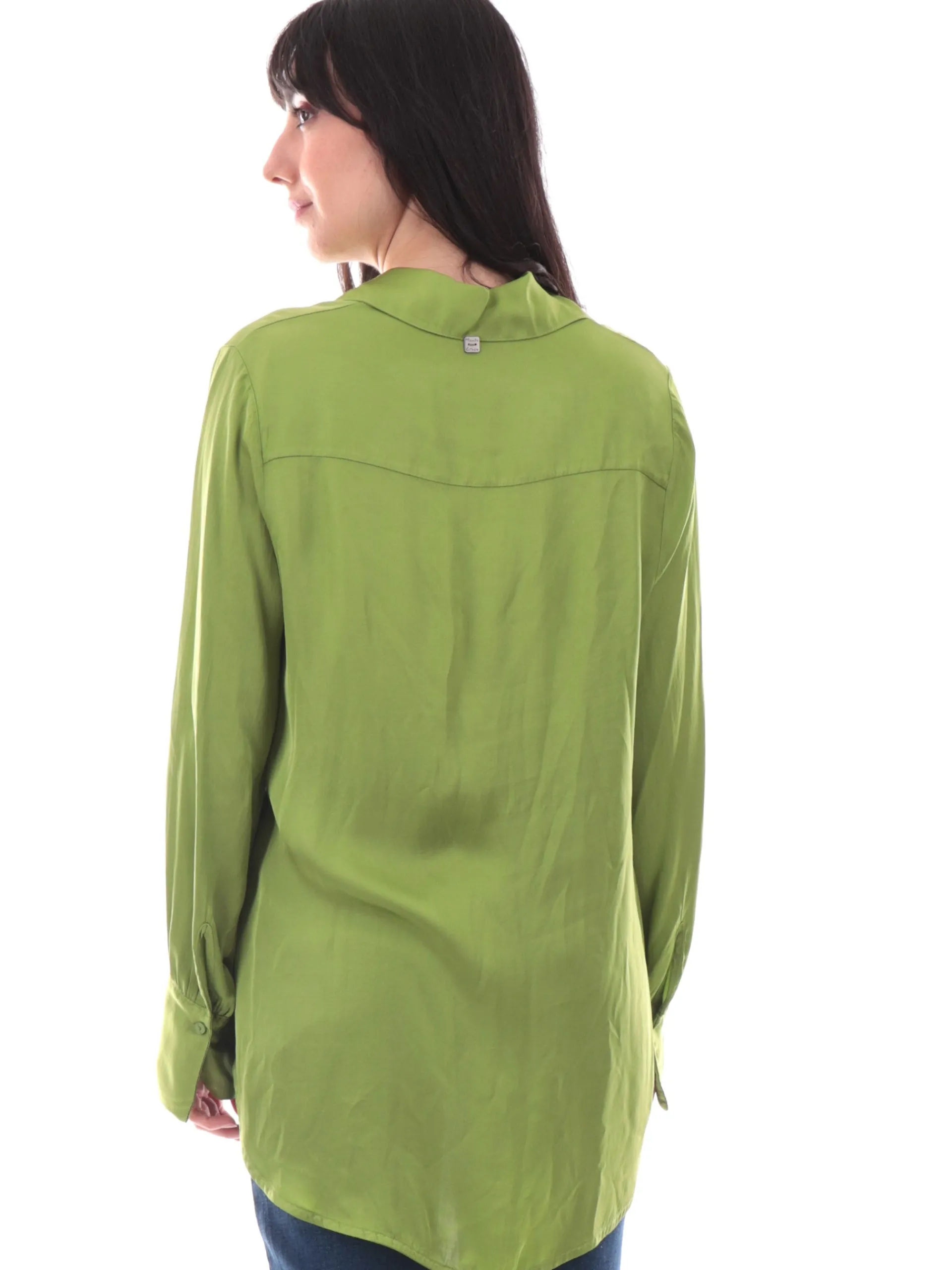 MANILA GRACE Top & Camicie*Camicia over verde da donna colletto francese C045VUMA