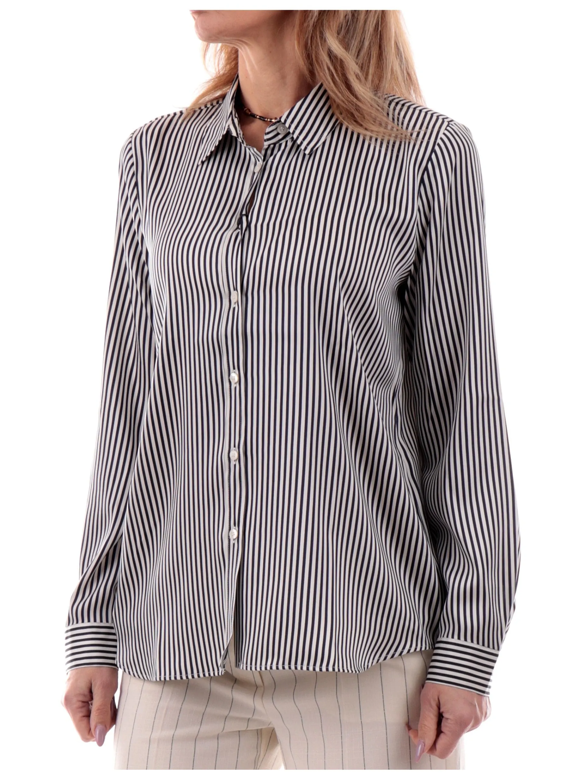 EMME MARELLA Top & Camicie*Camicia raso bianca a righe blu da donna Satin FOCE
