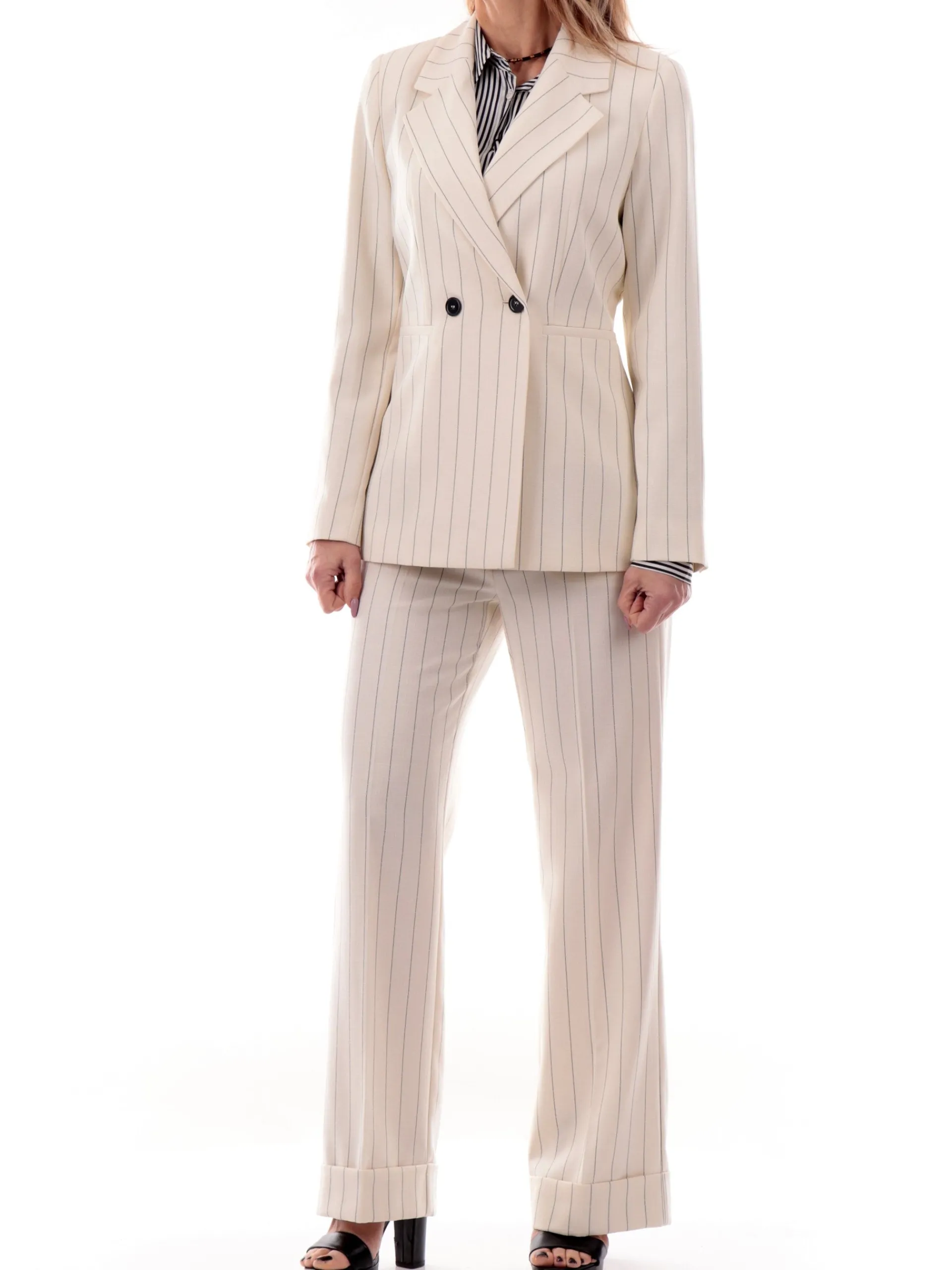 EMME MARELLA Top & Camicie*Camicia raso bianca a righe blu da donna Satin FOCE