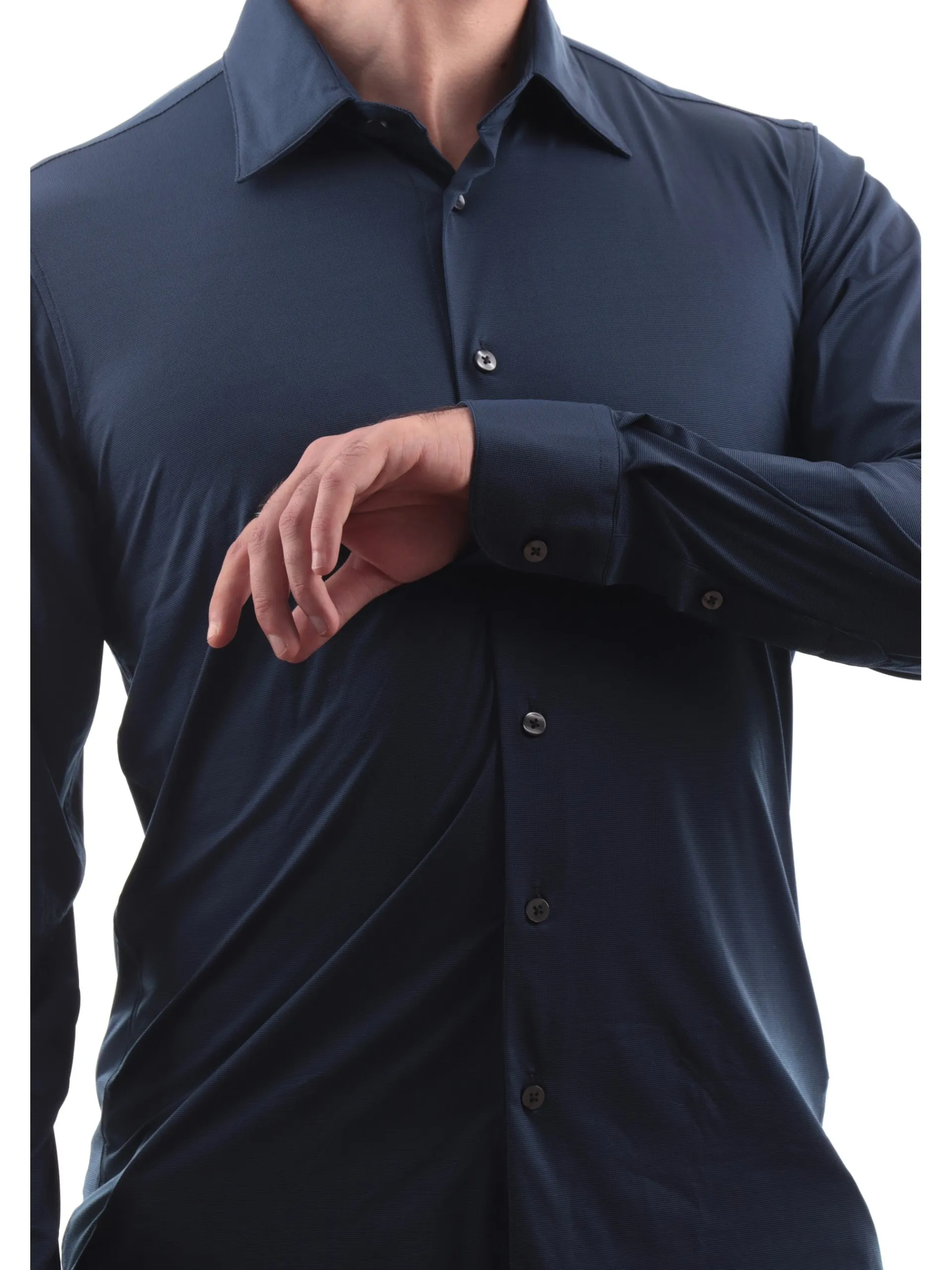 RRD Camicie*Camicia blu notte da uomo Oxford Jaquard Dots W24253V