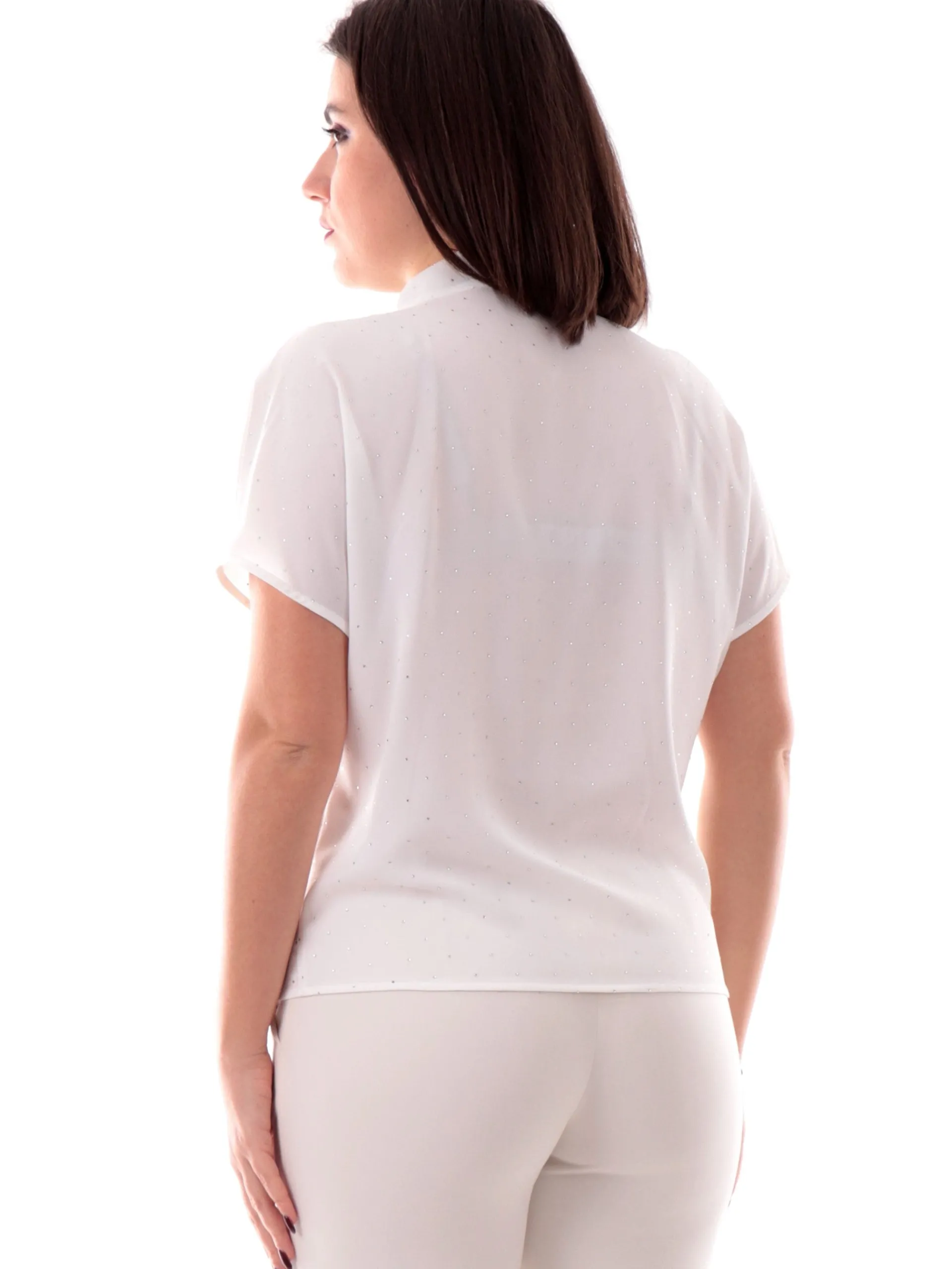 EMME MARELLA Top & Camicie*Camicia smanicata scollo a V bianca da donna con strass GALEA