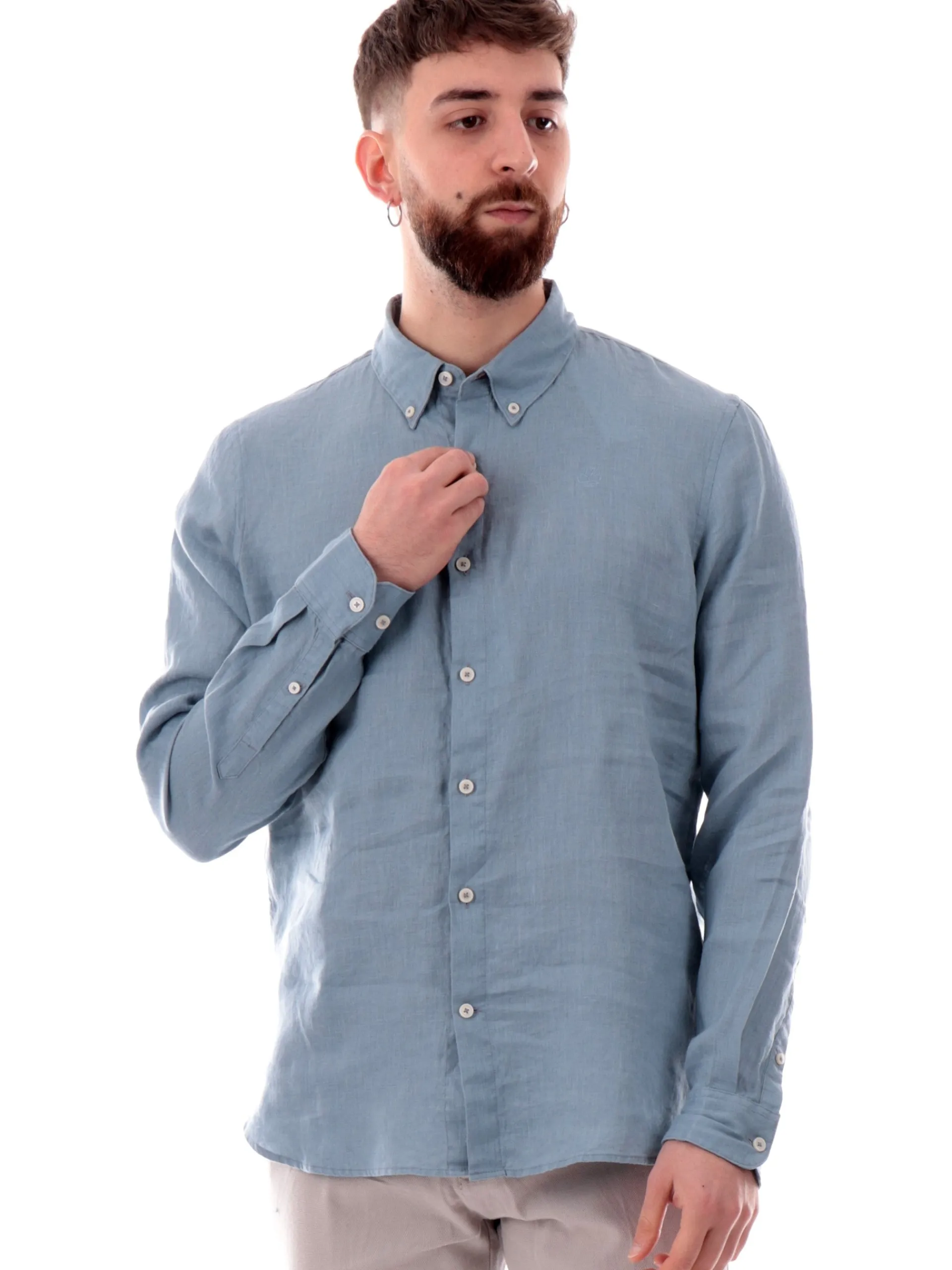 TIMBERLAND Camicie*Camicia lino celeste da uomo Mill Brook Linen TB0A2DC3