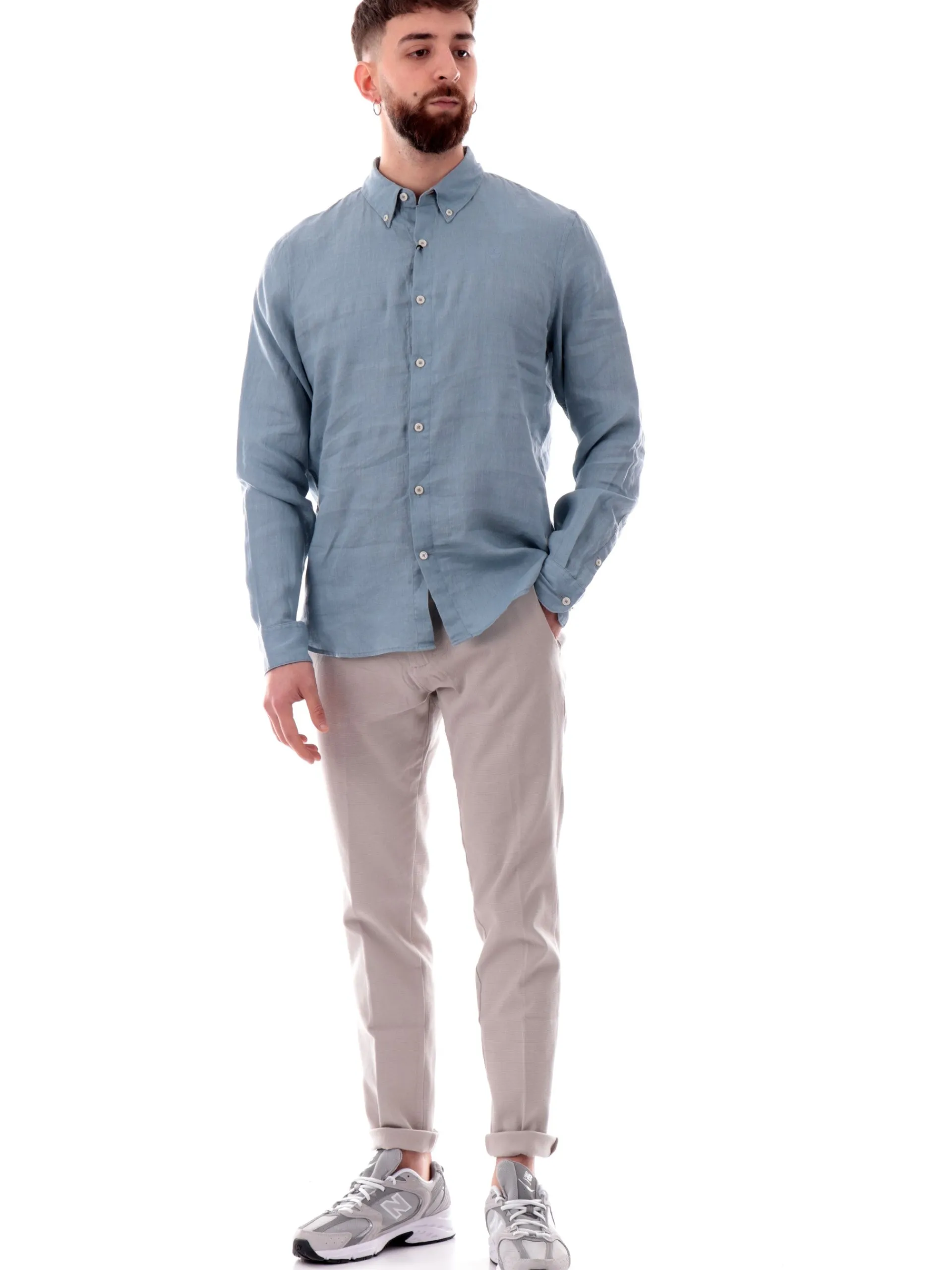 TIMBERLAND Camicie*Camicia lino celeste da uomo Mill Brook Linen TB0A2DC3