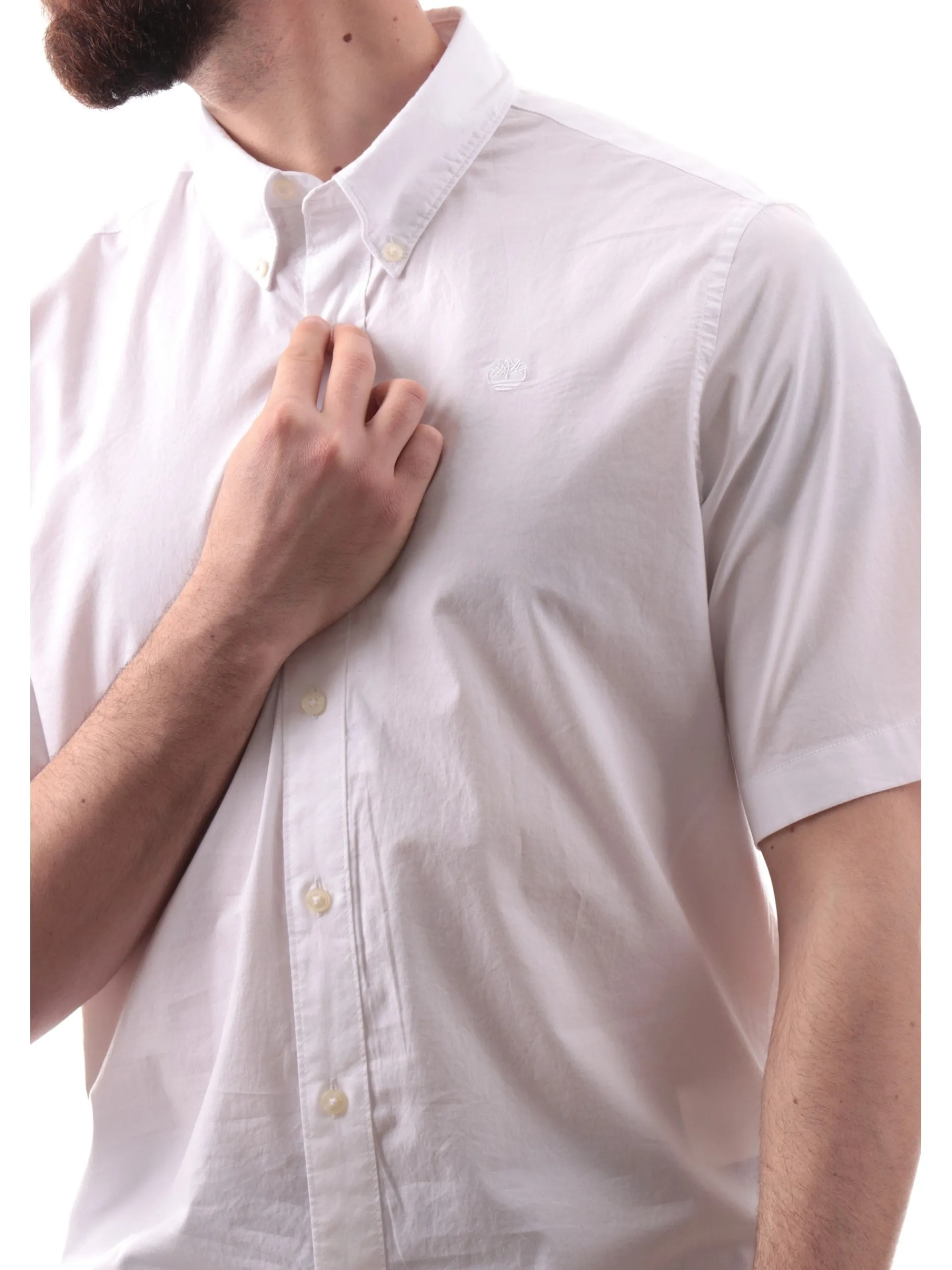 TIMBERLAND Camicie*Camicia maniche corte bianca da uomo Stretch Poplin TB0A2EYE