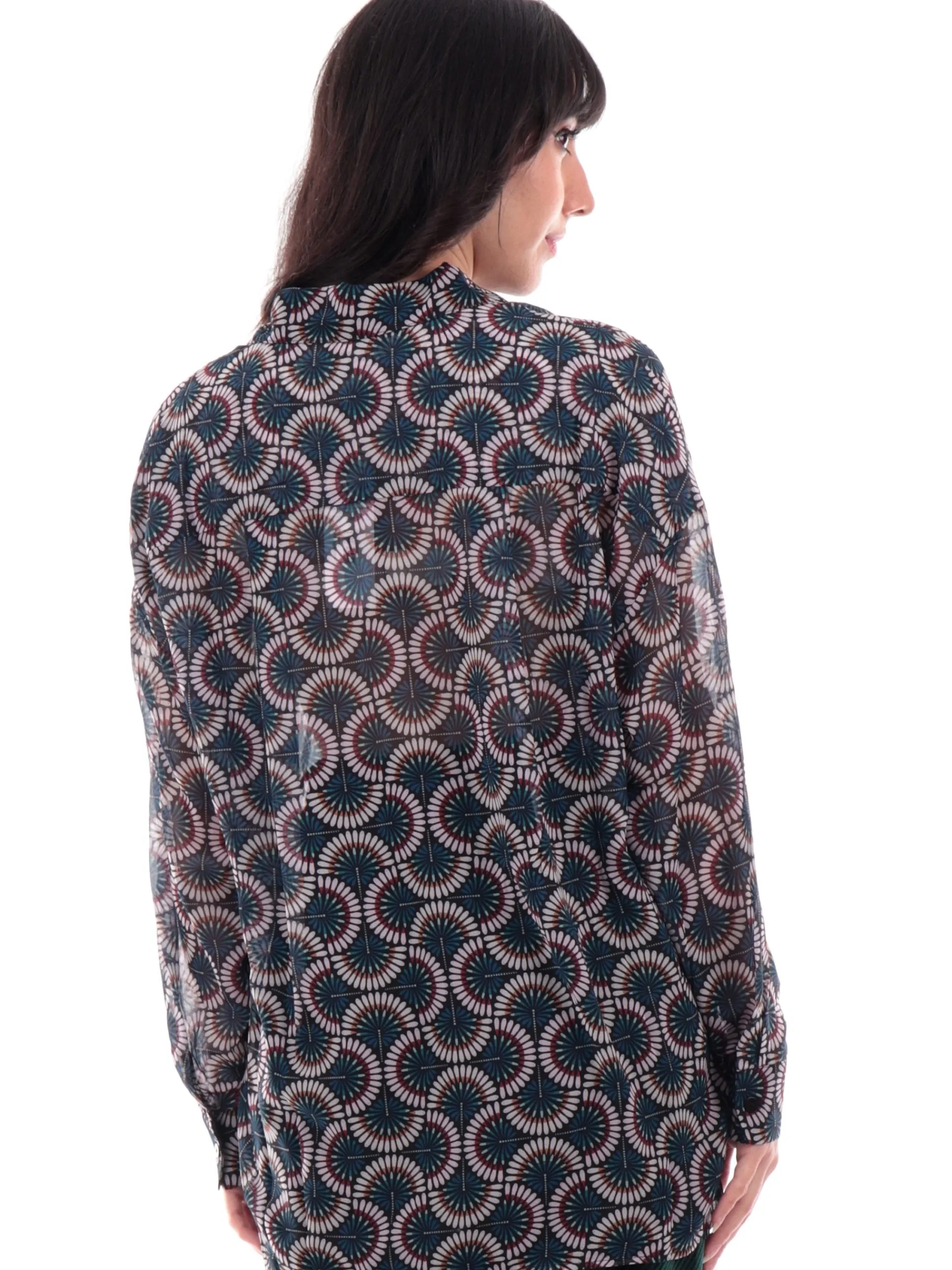 MOLLYBRACKEN Top & Camicie*Camicia trasparente Molly Bracken blu da donna fantasia foulard P1748CH