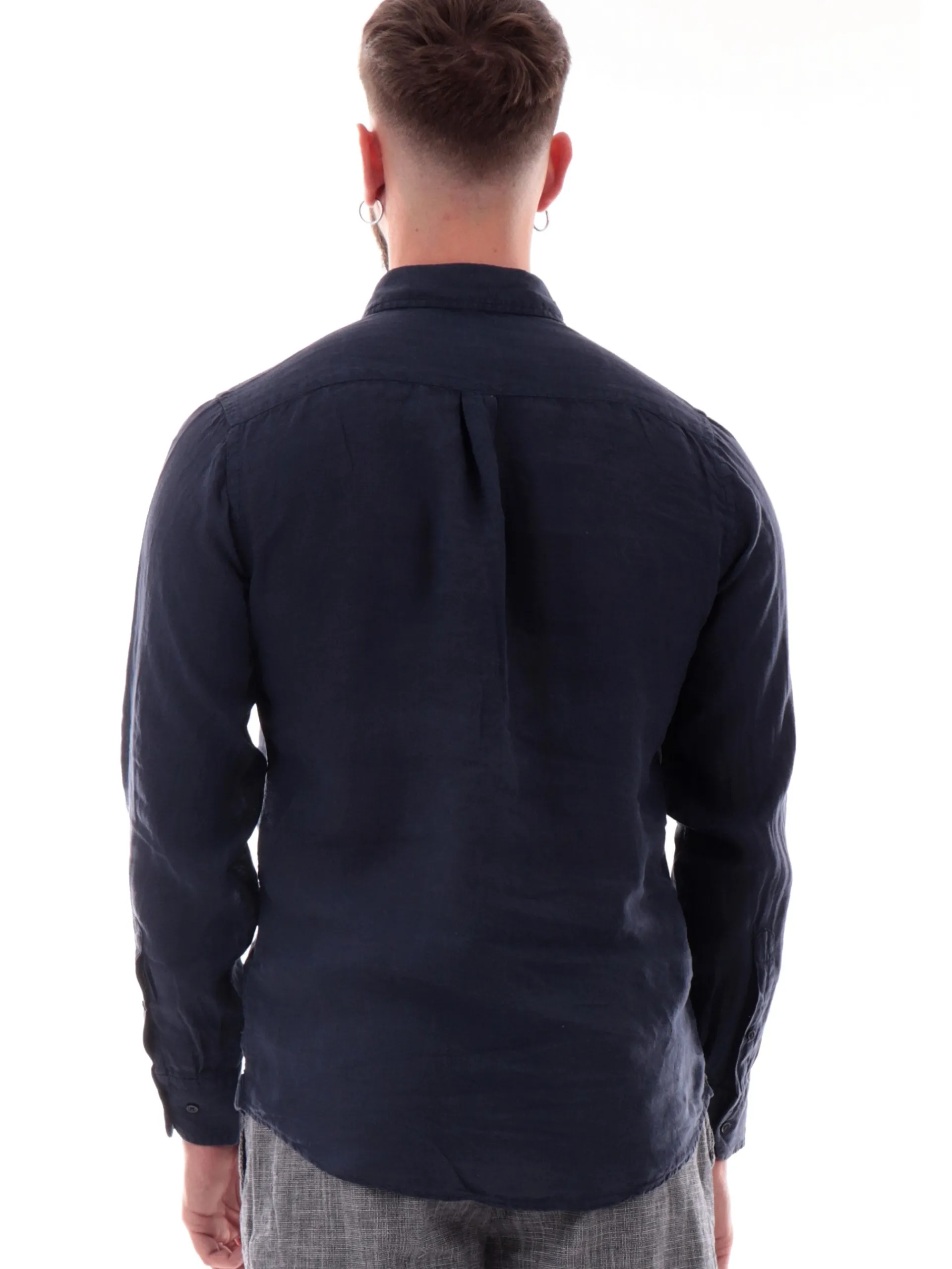 MANIFATTURA BORGHESE Camicie*Camicia uomo Lino Borghese blu 5SCA0109LI101MN