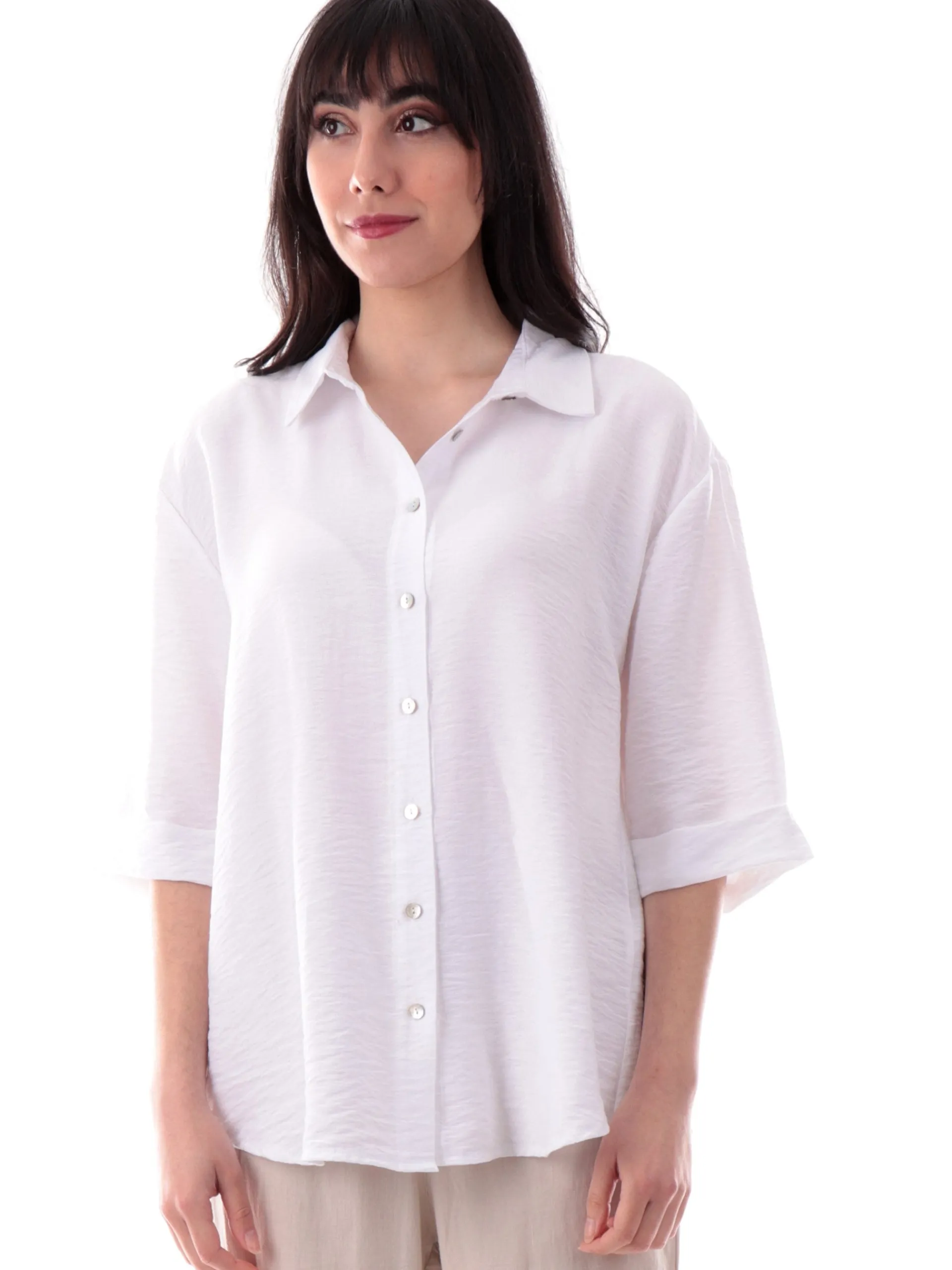 YES ZEE Top & Camicie*Camicia bianca da donna maniche corte con risvolto C210YV00