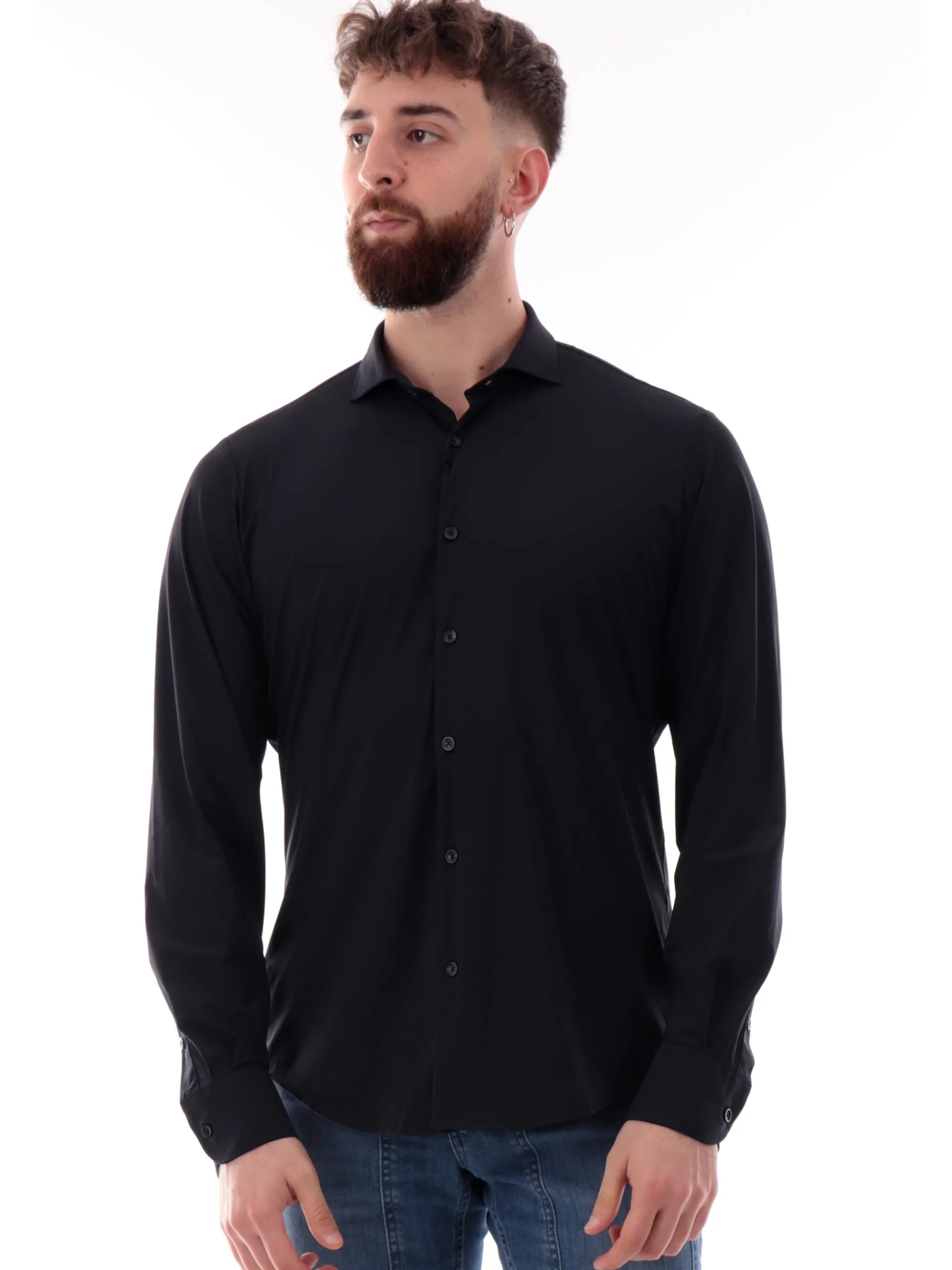YES ZEE Camicie*Camicia blu da uomo elasticizzata C505OQ000