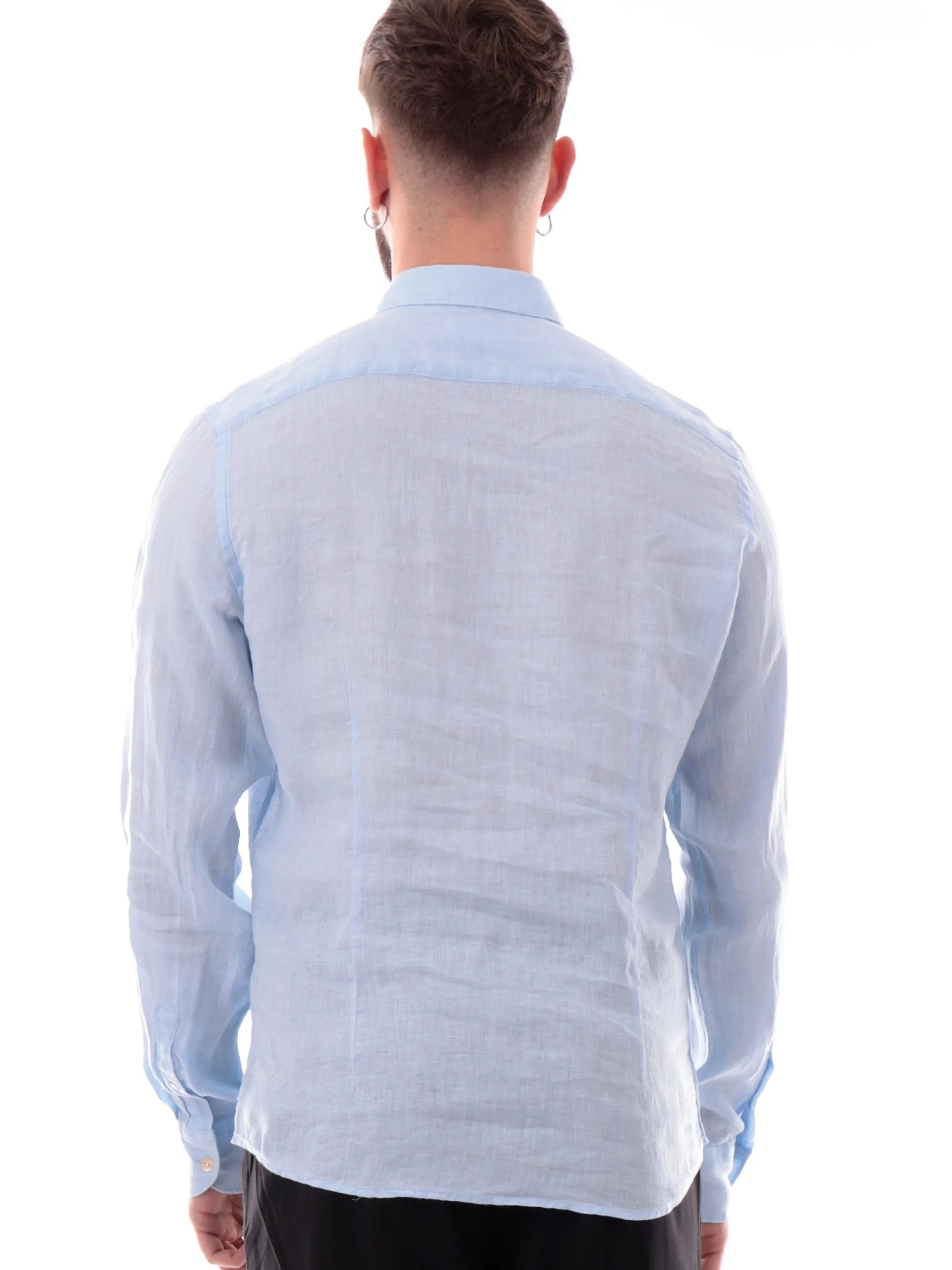 YES ZEE Camicie*Camicia celeste da uomo Camicia Collo Piccolo Francese C505UP00