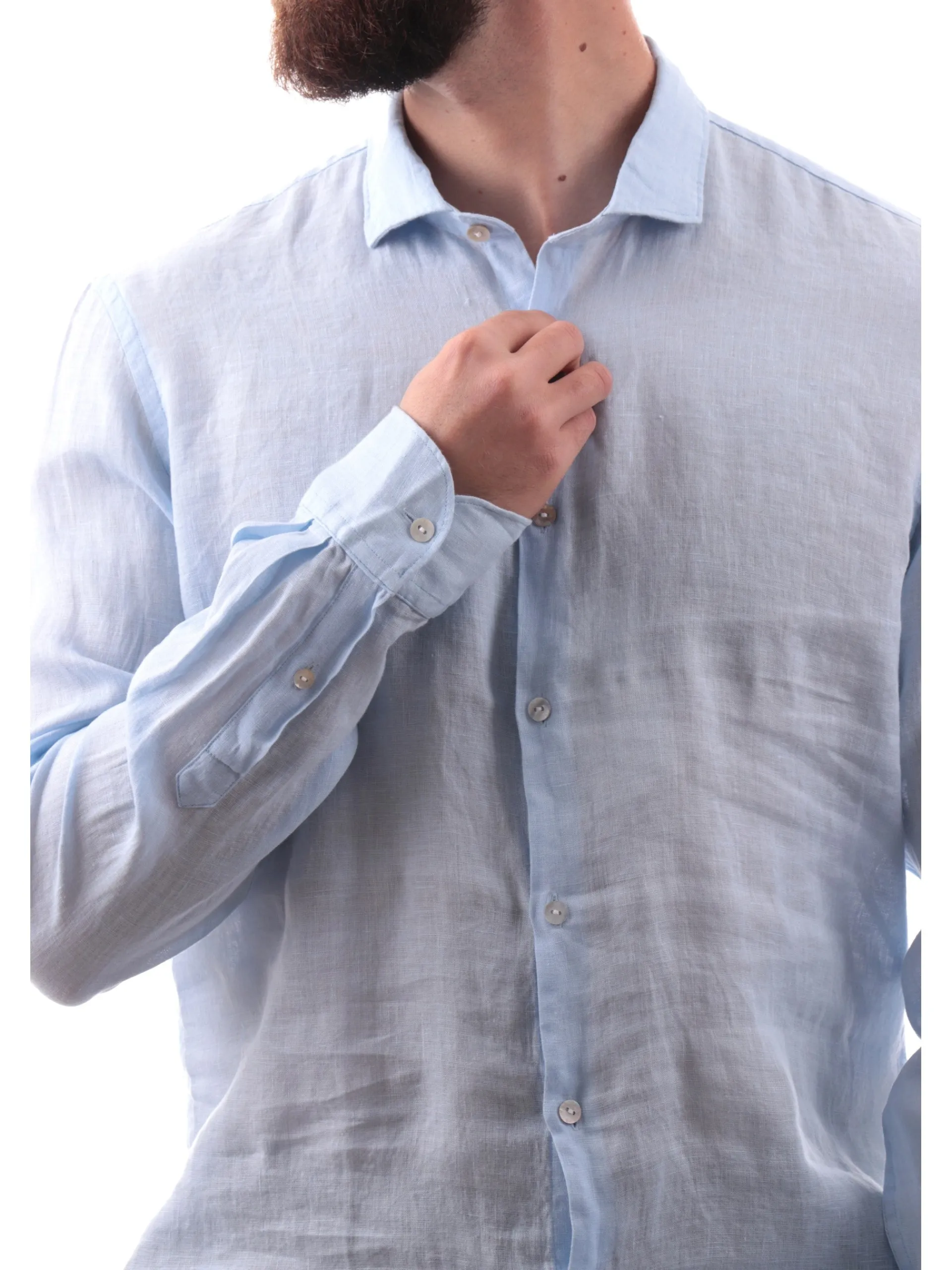 YES ZEE Camicie*Camicia celeste da uomo Camicia Collo Piccolo Francese C505UP00