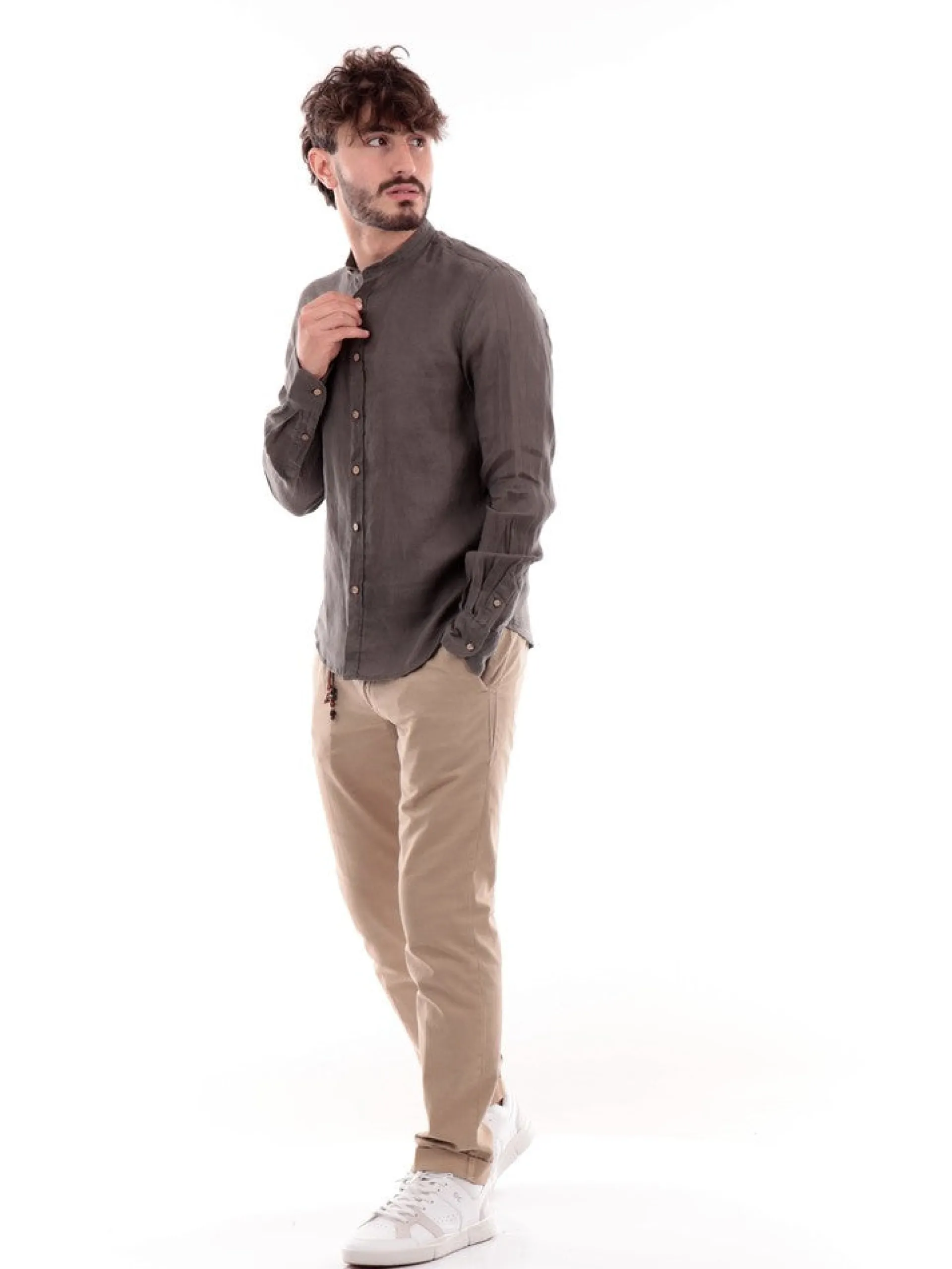 YES ZEE Camicie*Camicia coreana verde militare da uomo C512UP000