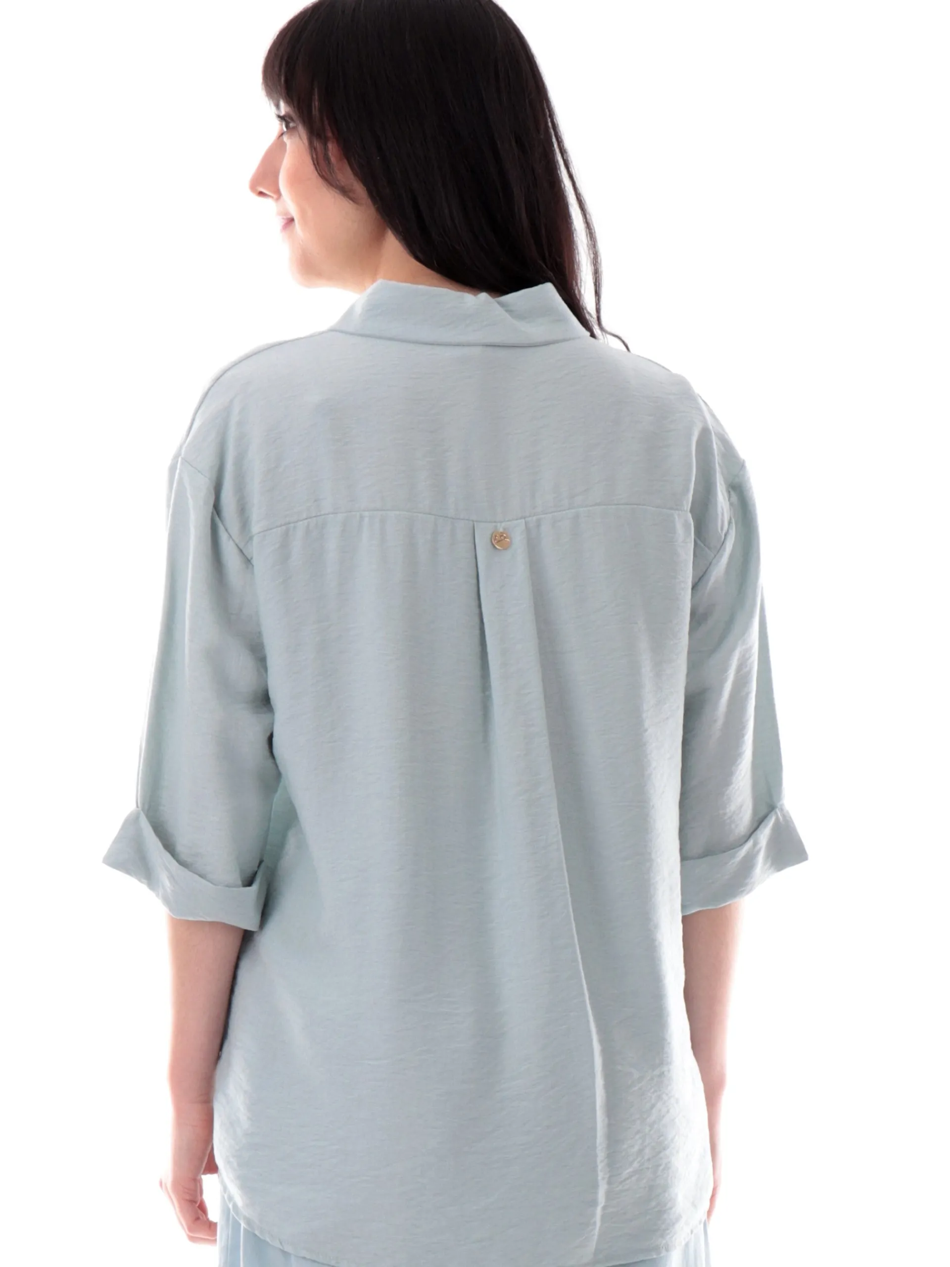 YES ZEE Top & Camicie*Camicia verde da donna maniche corte con risvolto C210YV00