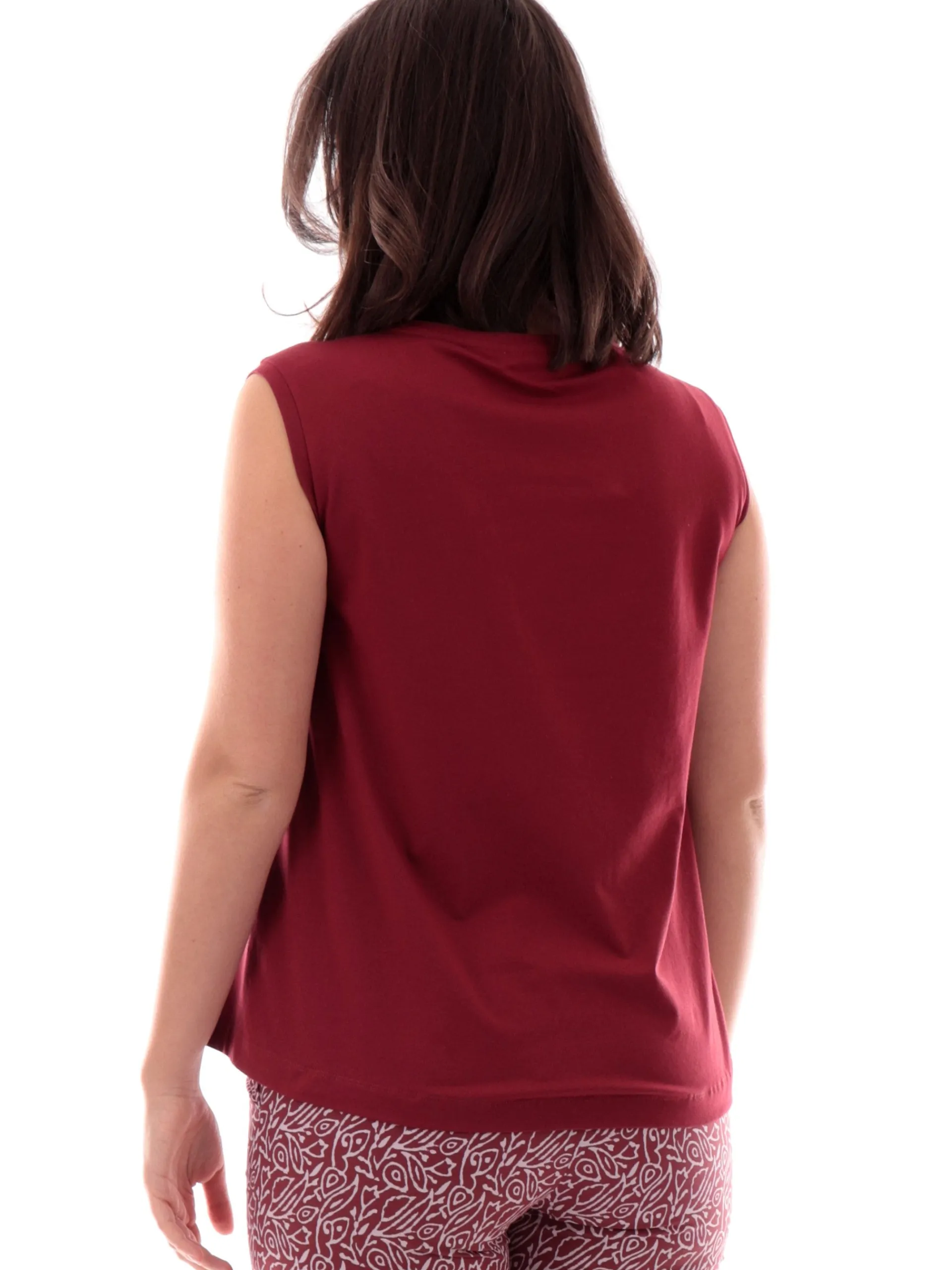 ANIS Maglie*Canotta White vestibilità morbida bordeaux da donna stampa foulard 251C1336