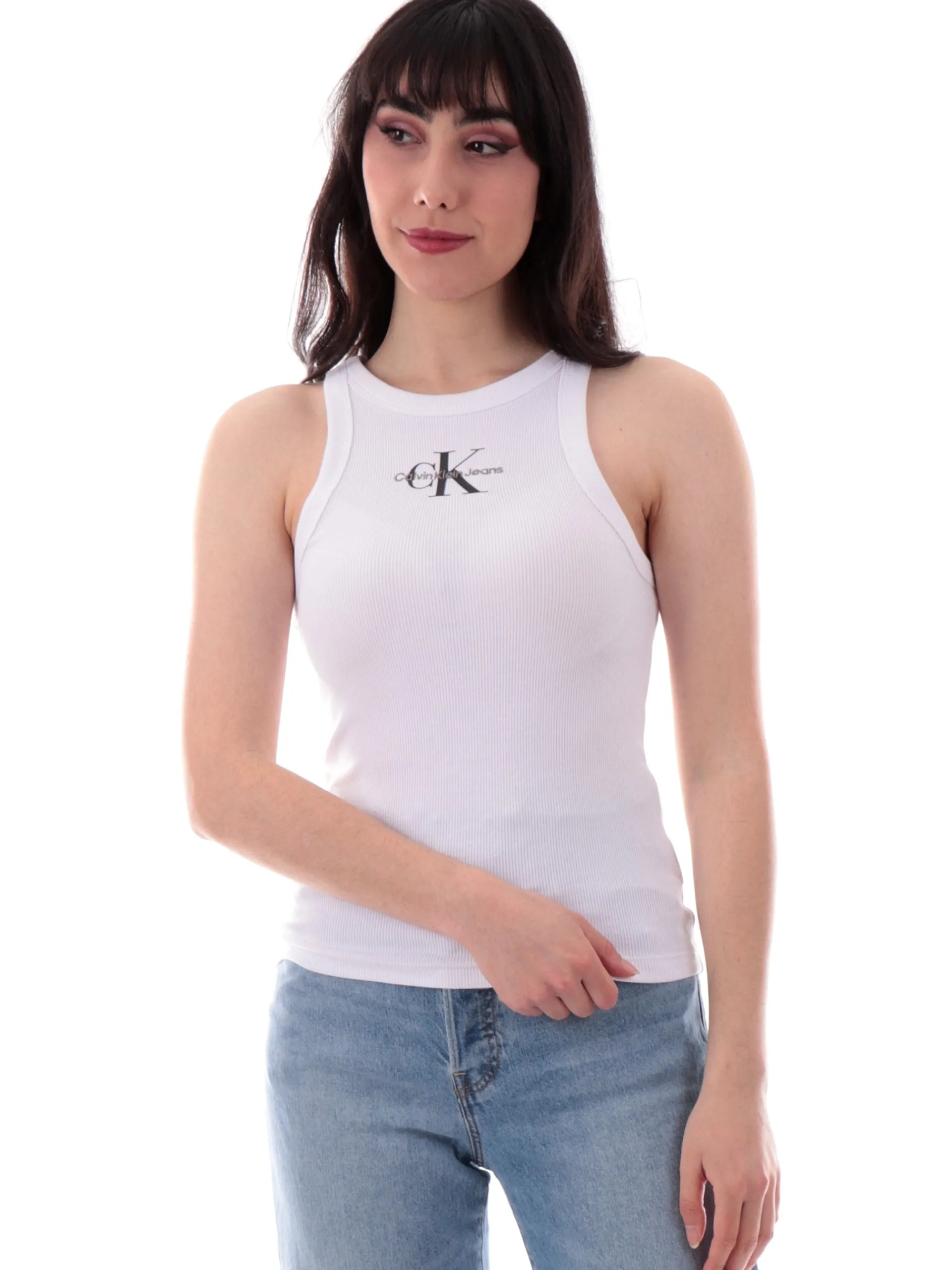 CALVIN KLEIN Maglie*Canotta Bianca da donna Monologo J20J225301