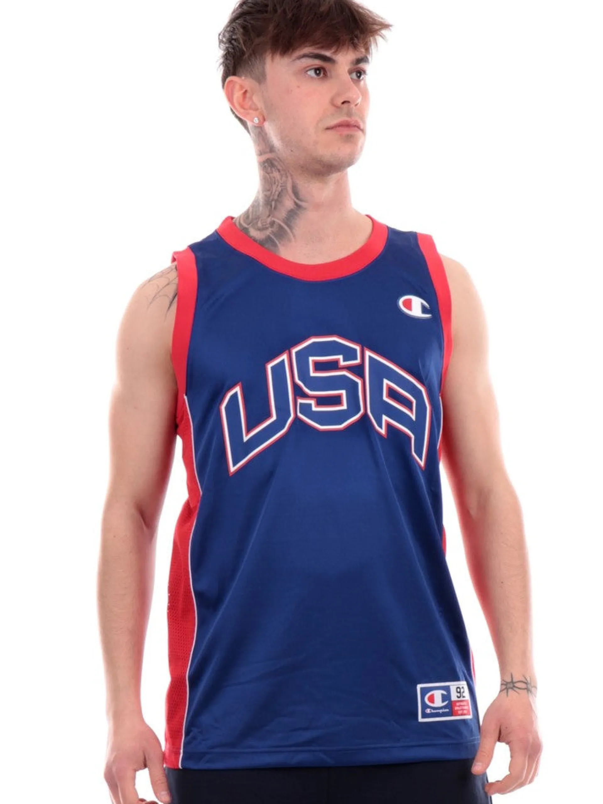 CHAMPION Maglie*Canotta blu da uomo USA Tank 21974