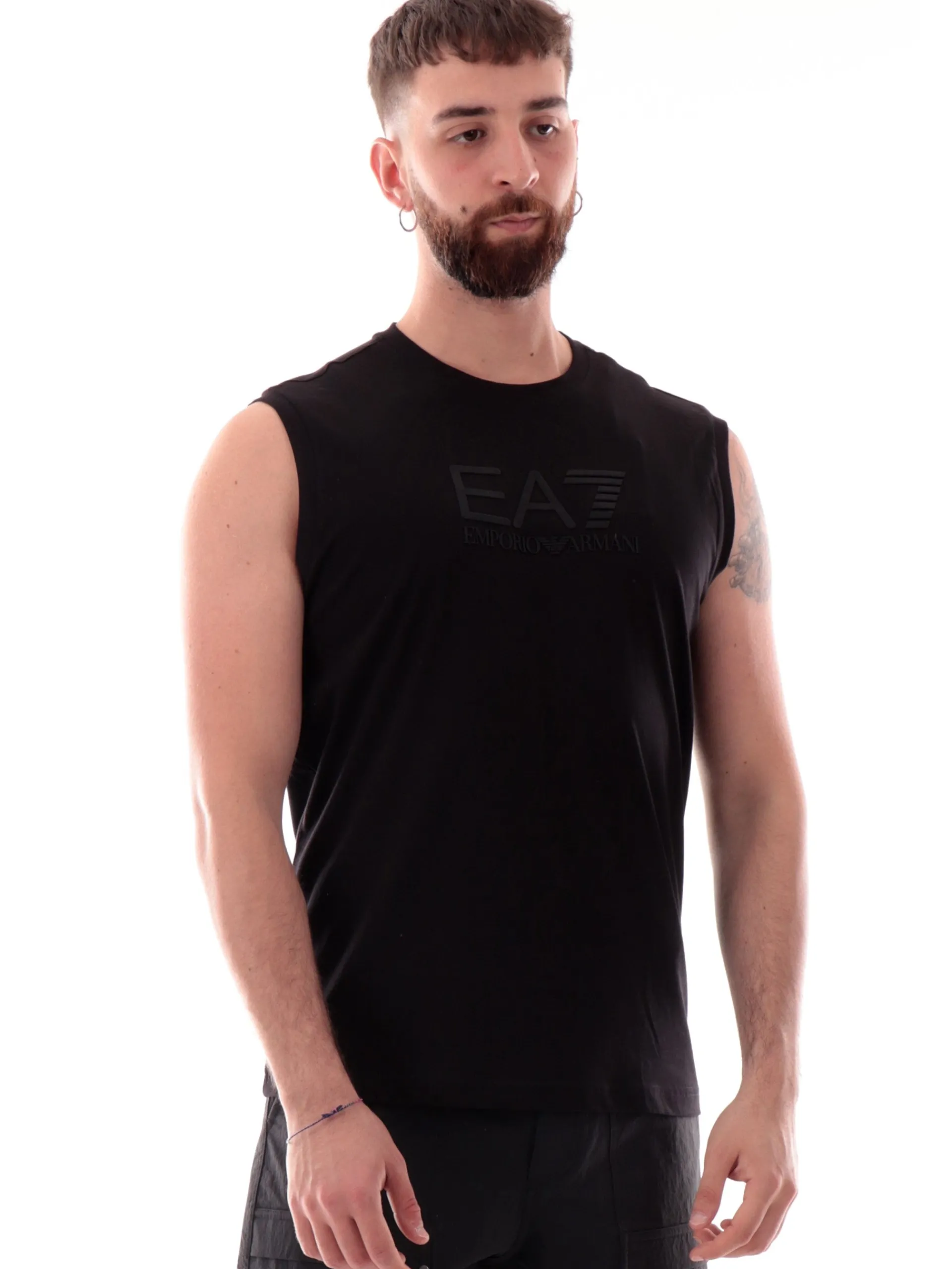 EMPORIO ARMANI 7 Maglie*Canotta Emporio Armani EA7 nera da uomo maxi logo 7M000223AF10375 UC001